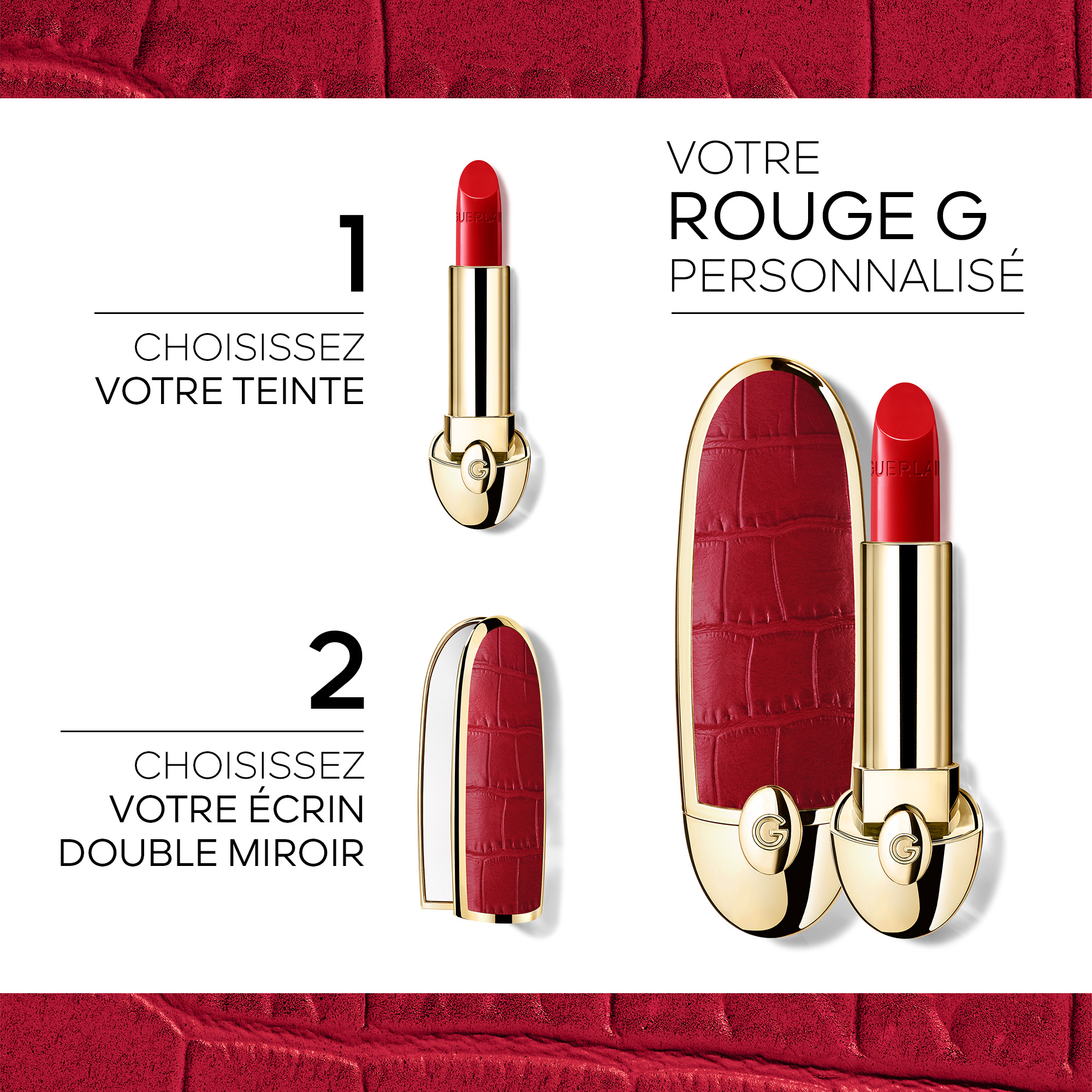 ROUGE G The double mirror jewel case Customizable lipstick care GUERLAIN L'Écaille