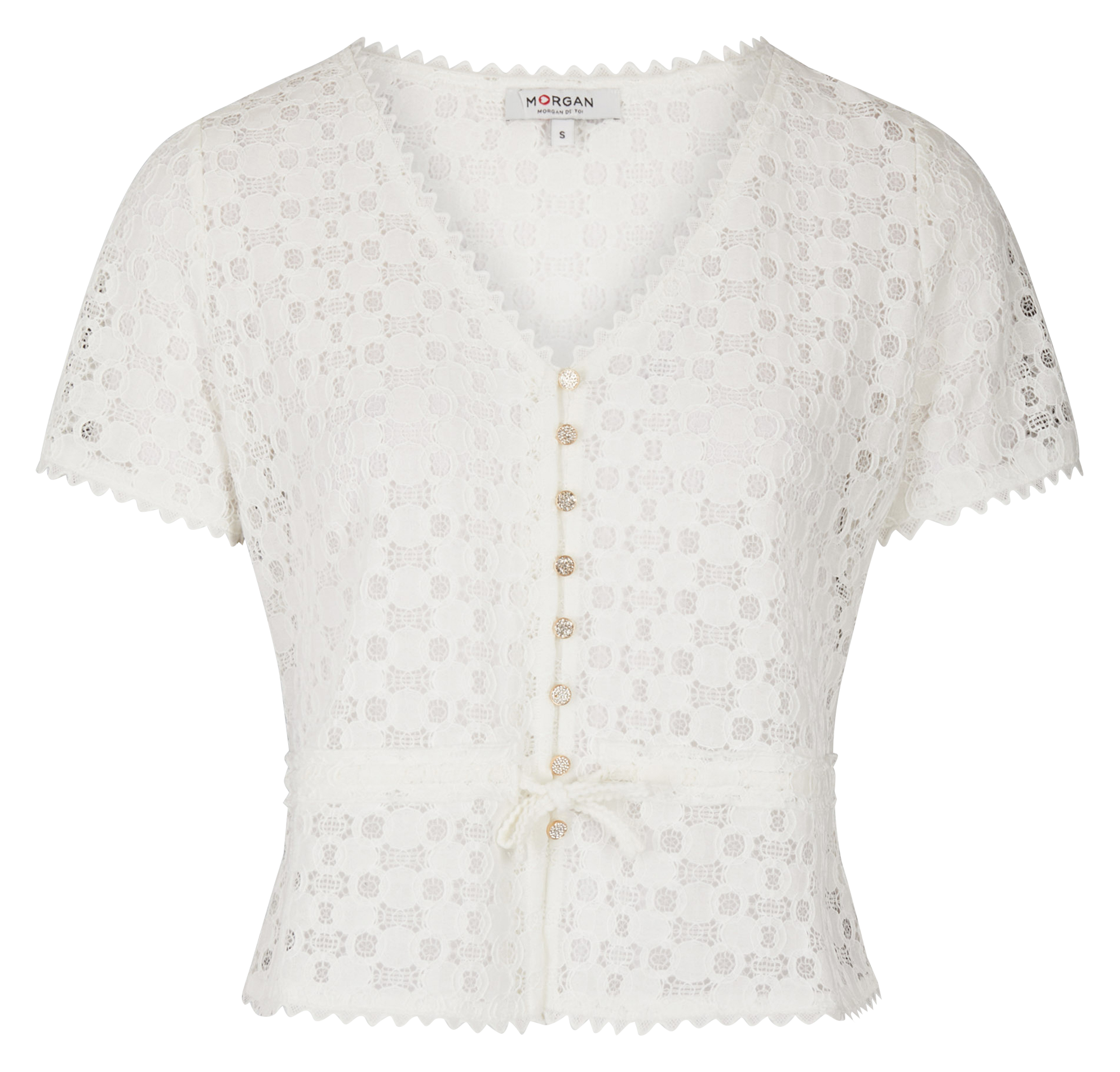 Top col V en dentelle MORGAN Blanc