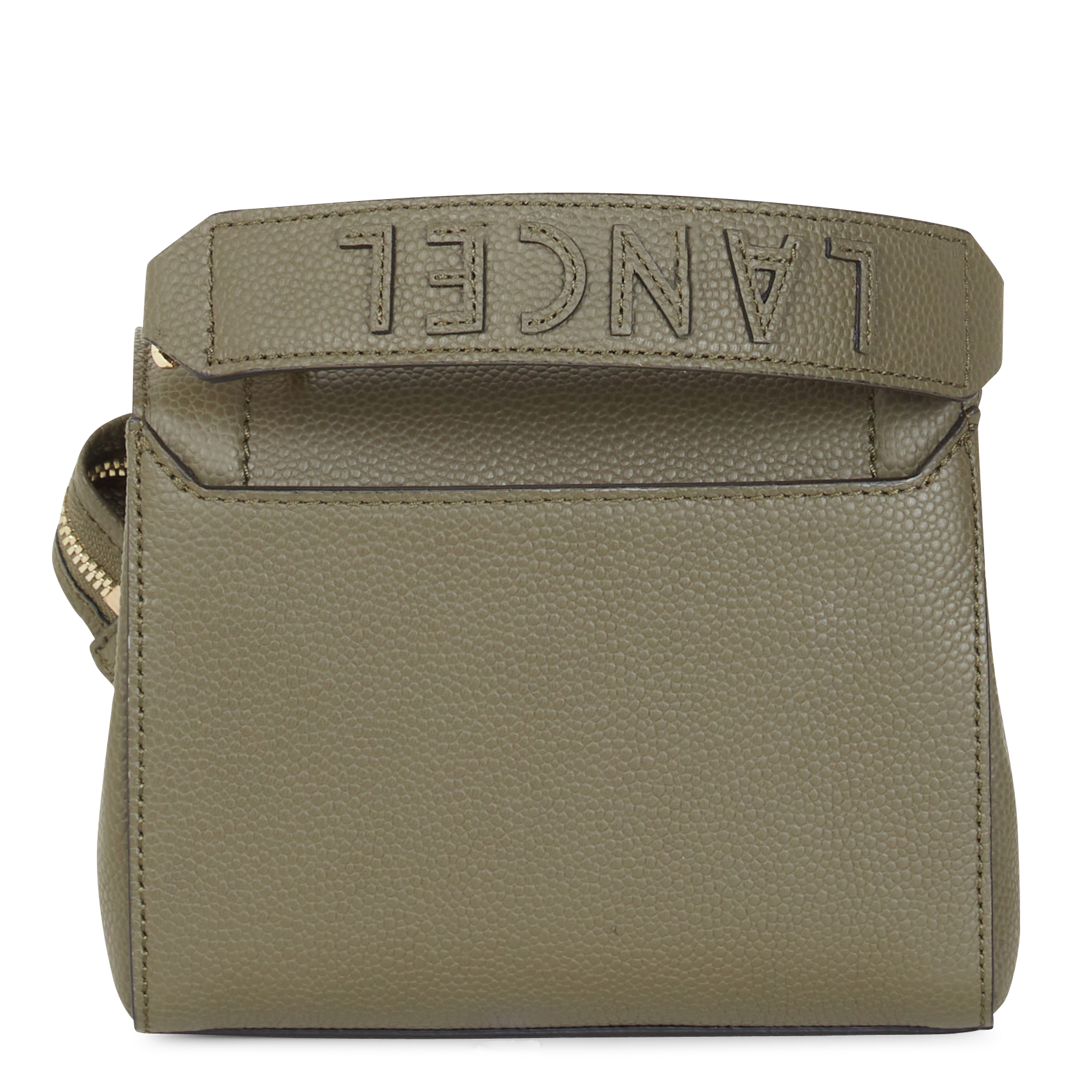 Sac à rabat petit modèle en cuir grainé LANCEL Kaki