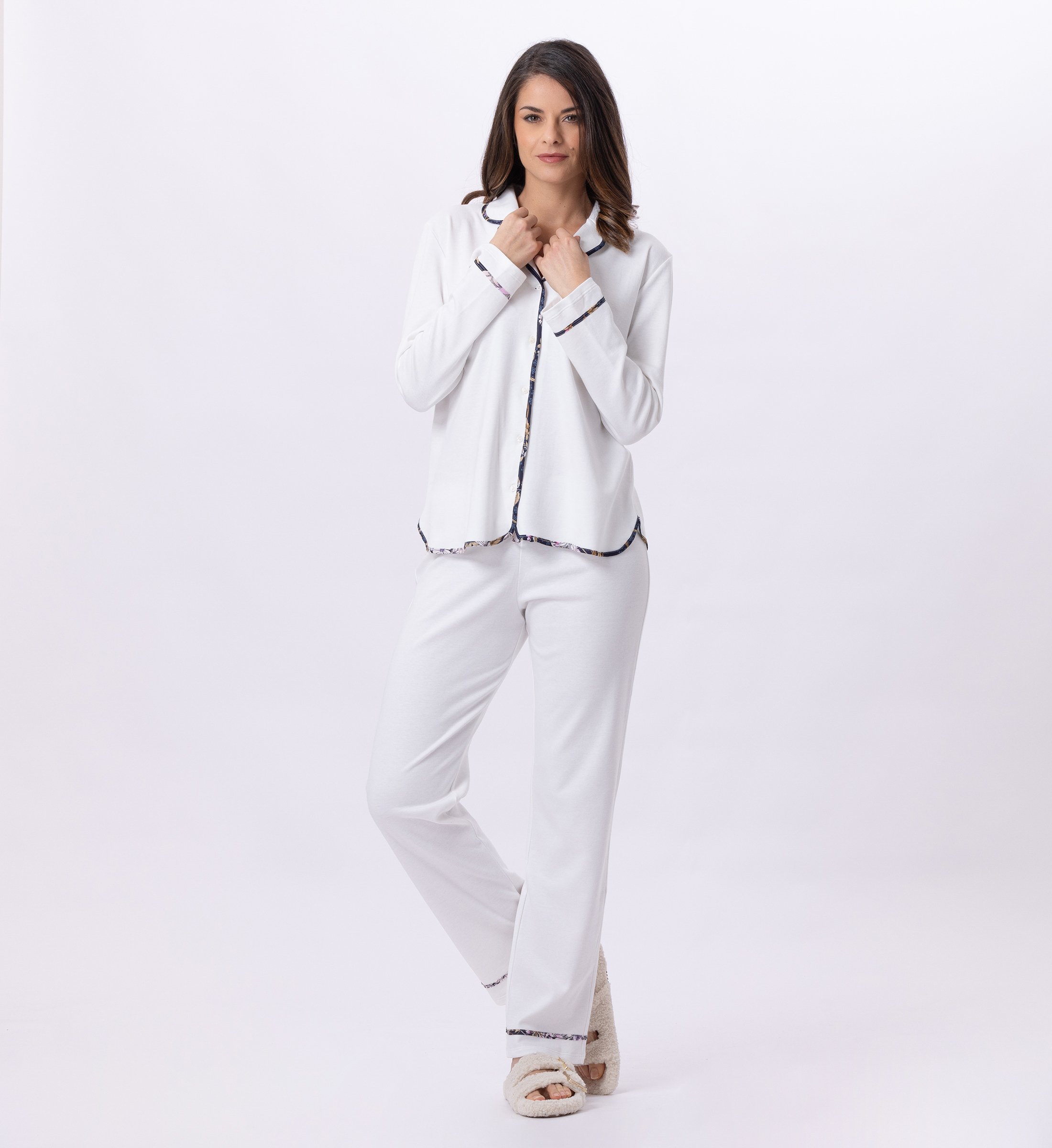 Buttoned cotton pajamas LE CHAT White