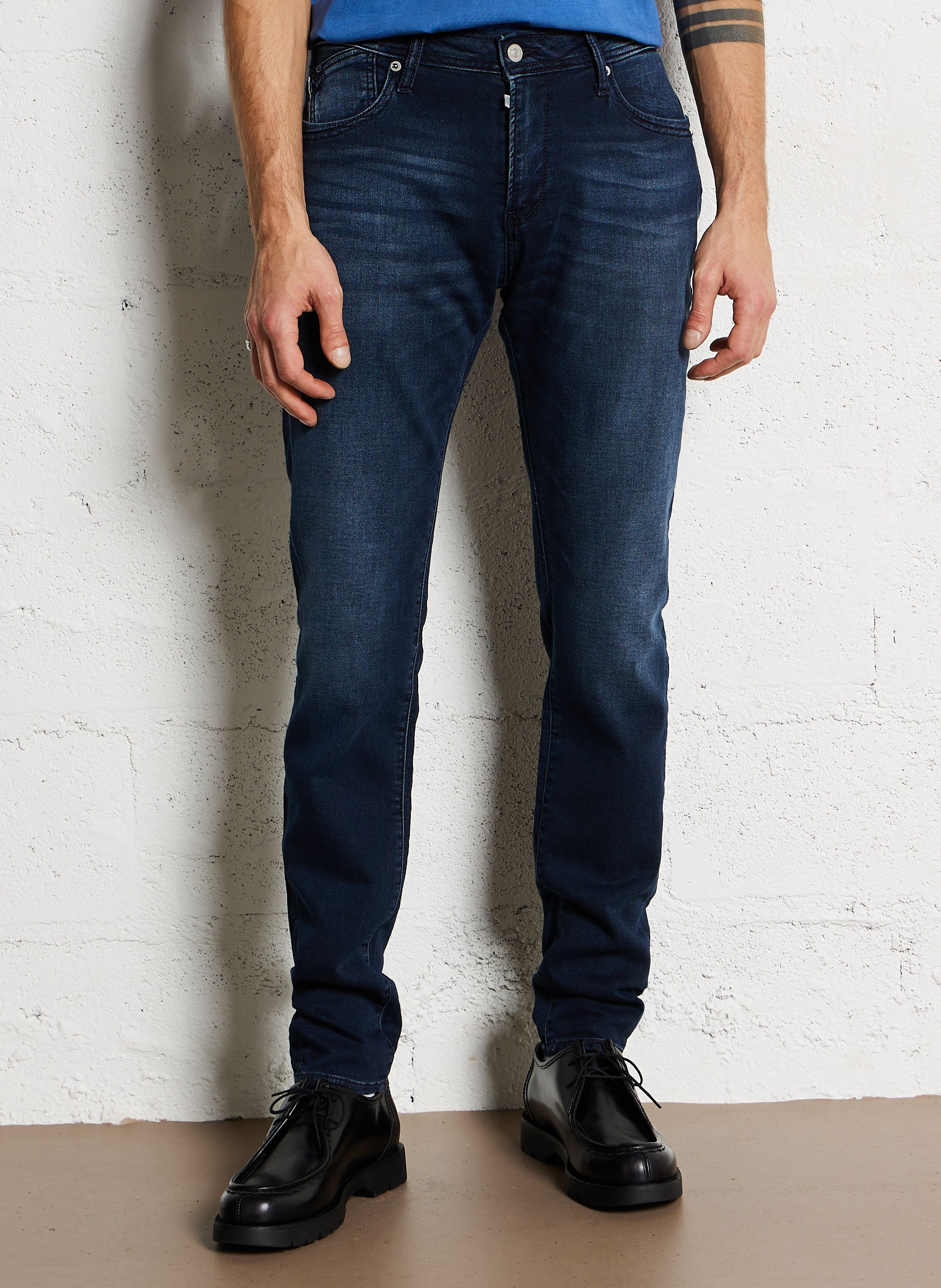 Slim-fit stretchy cotton-blend jeans LE TEMPS DES CERISES Blue