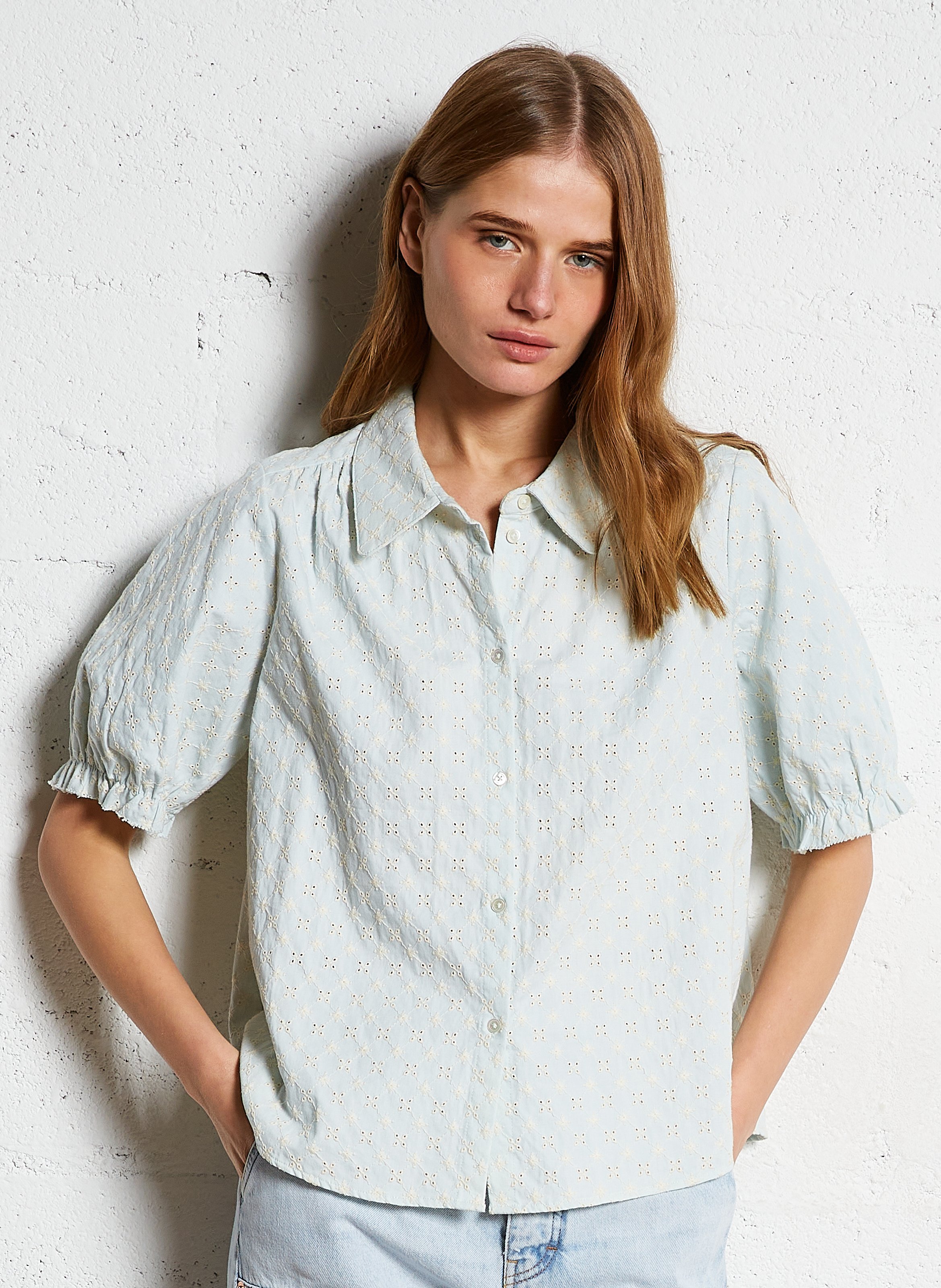 Top col classique en cton BELLEROSE Bleu