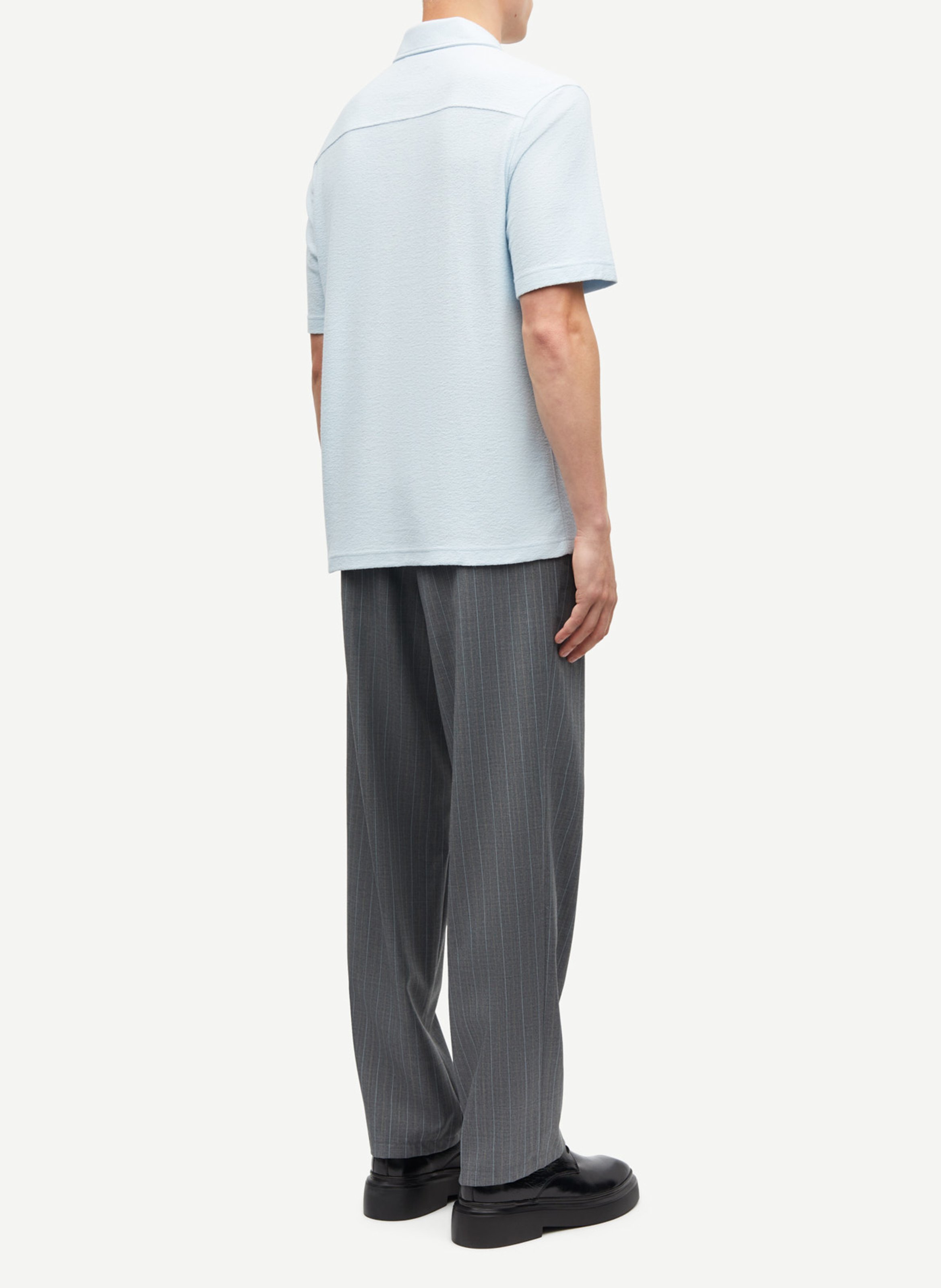 Chemise droite en coton bio mélangé Bleu