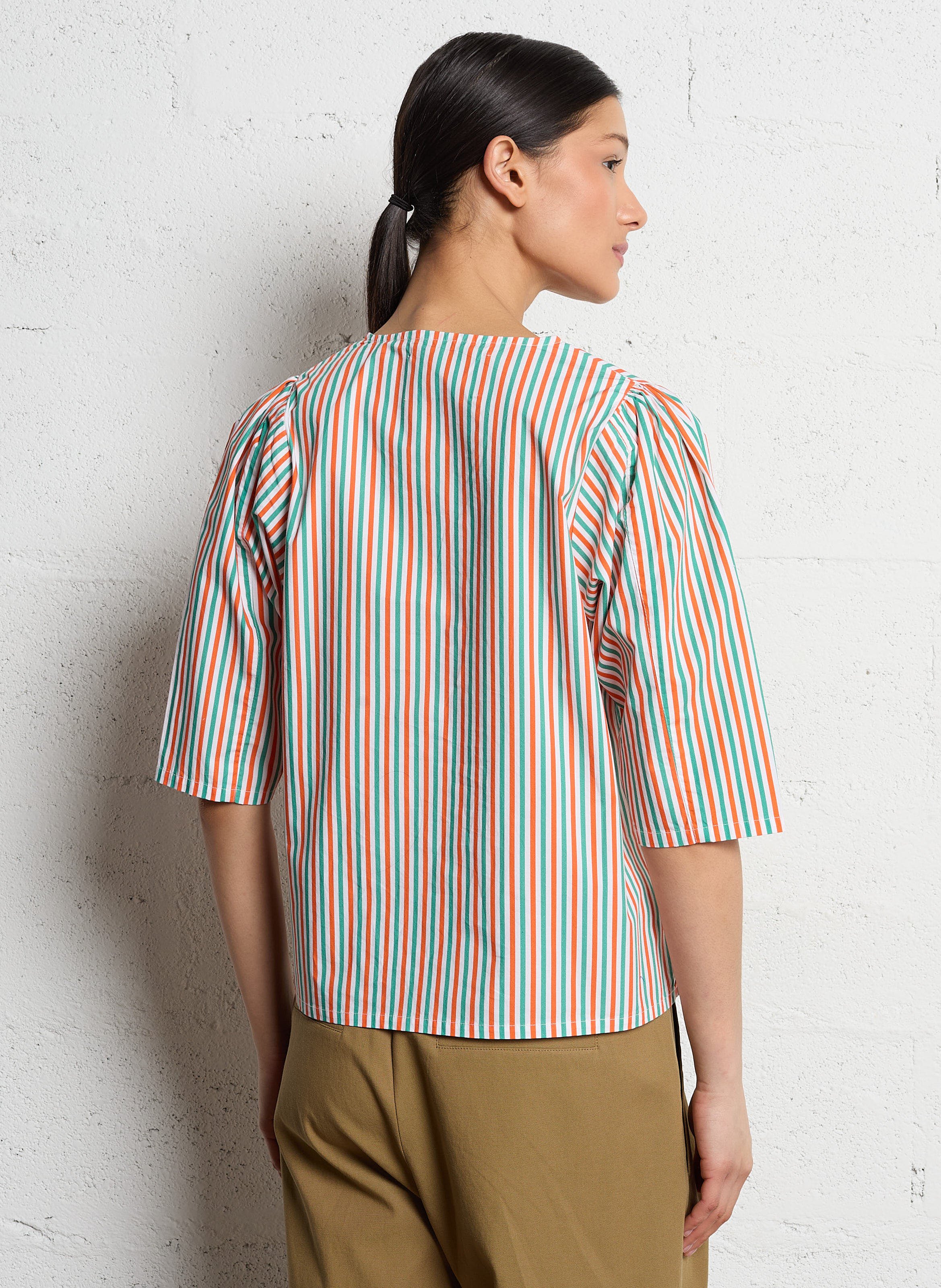 Straight V-neck cotton shirt THE TINY BIG SISTER Multicolored