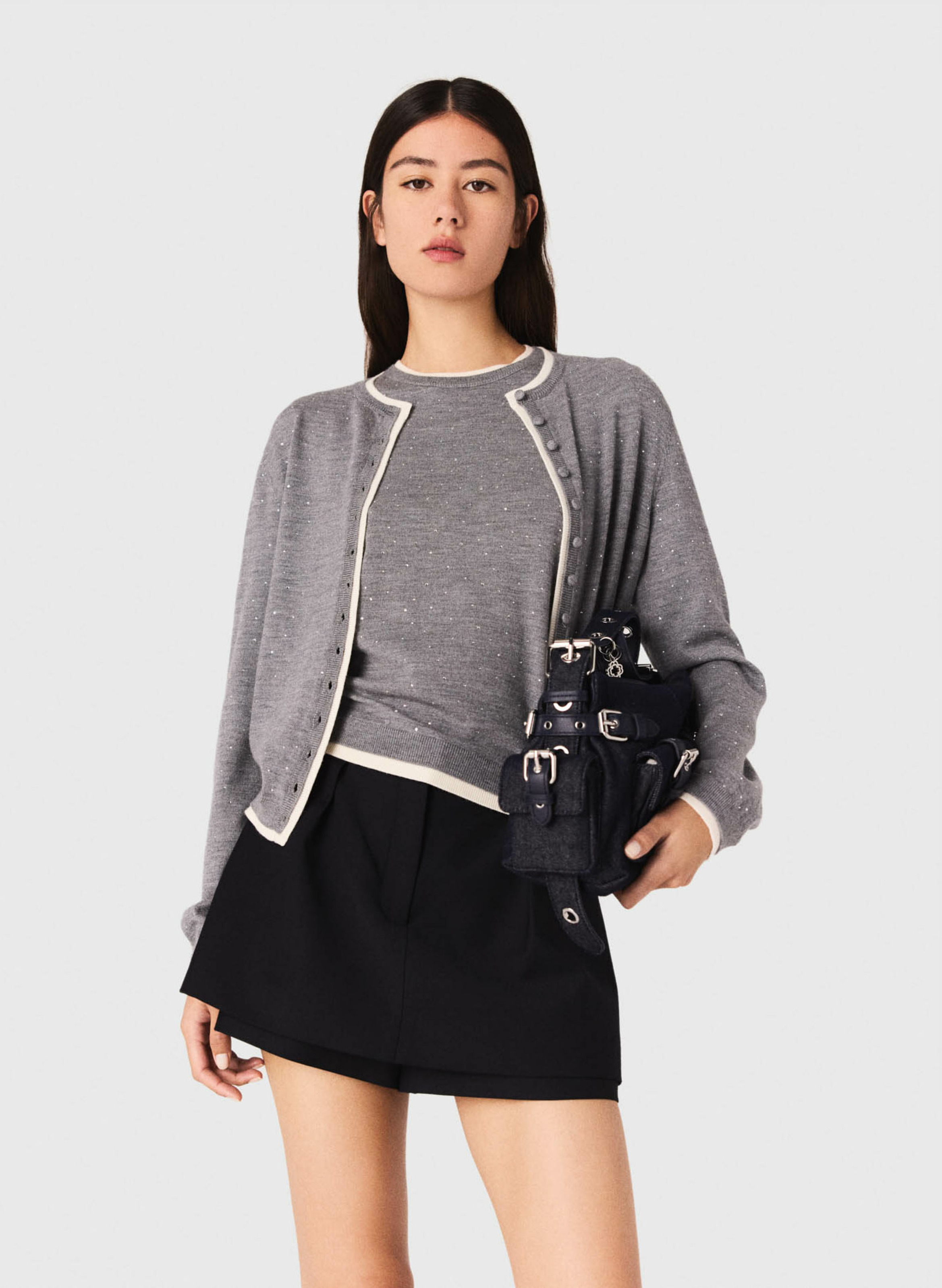 Rechte cardigan van gemengde wol MAJE Grijs