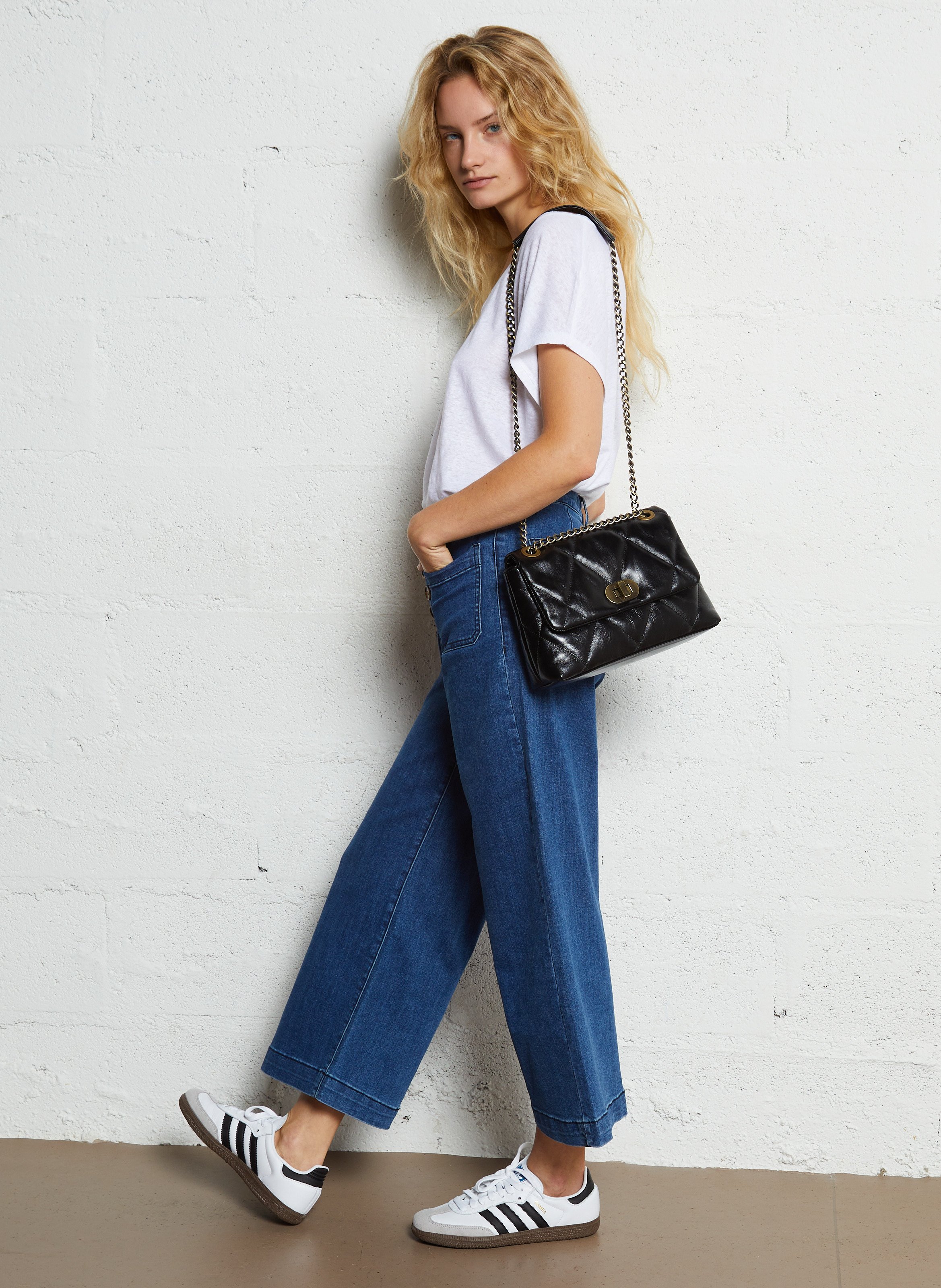 Sac bandoulière en cuir MAISON 123 Noir