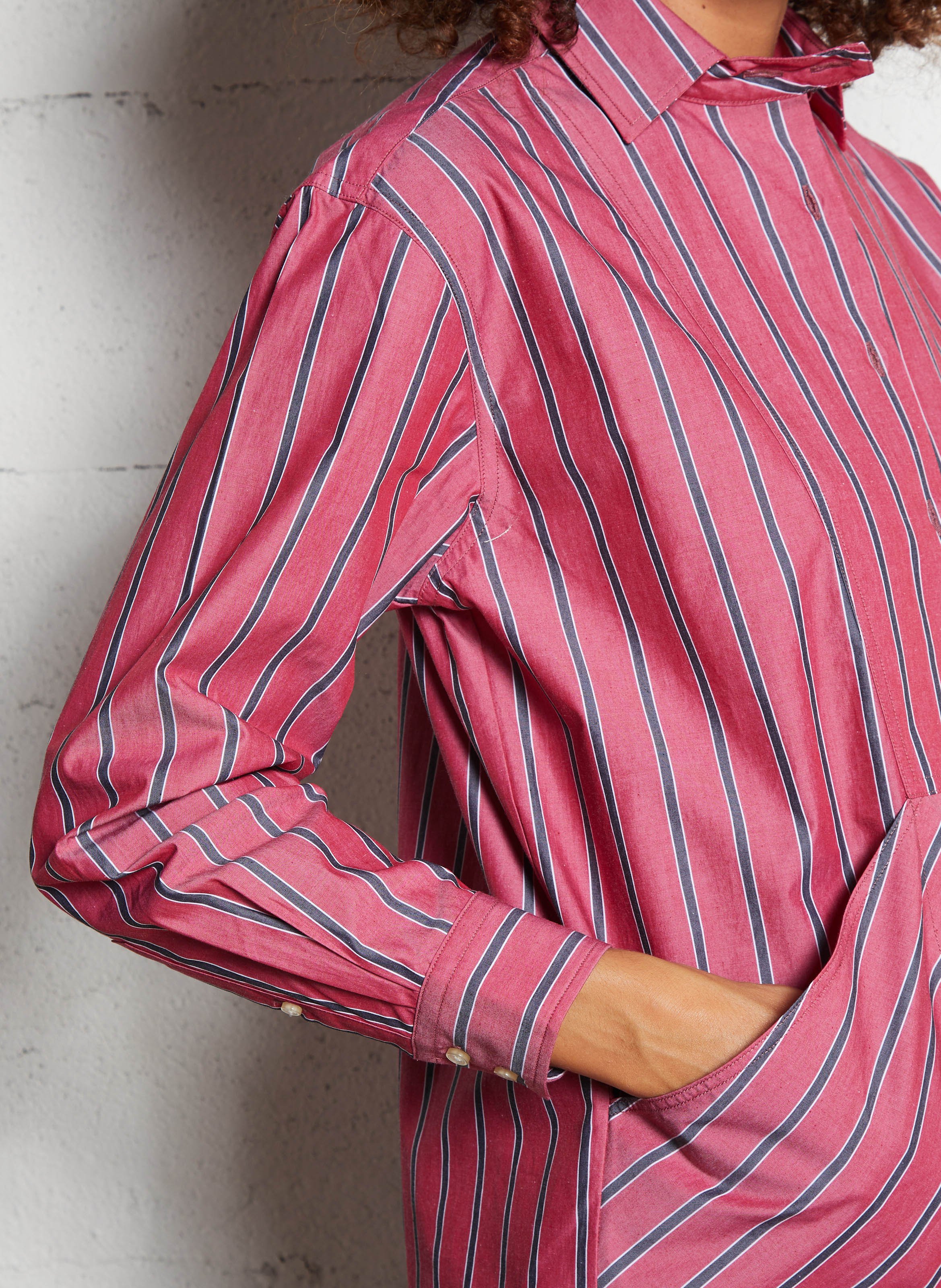 Chemise col classique à rayures LEON & HARPER Rose