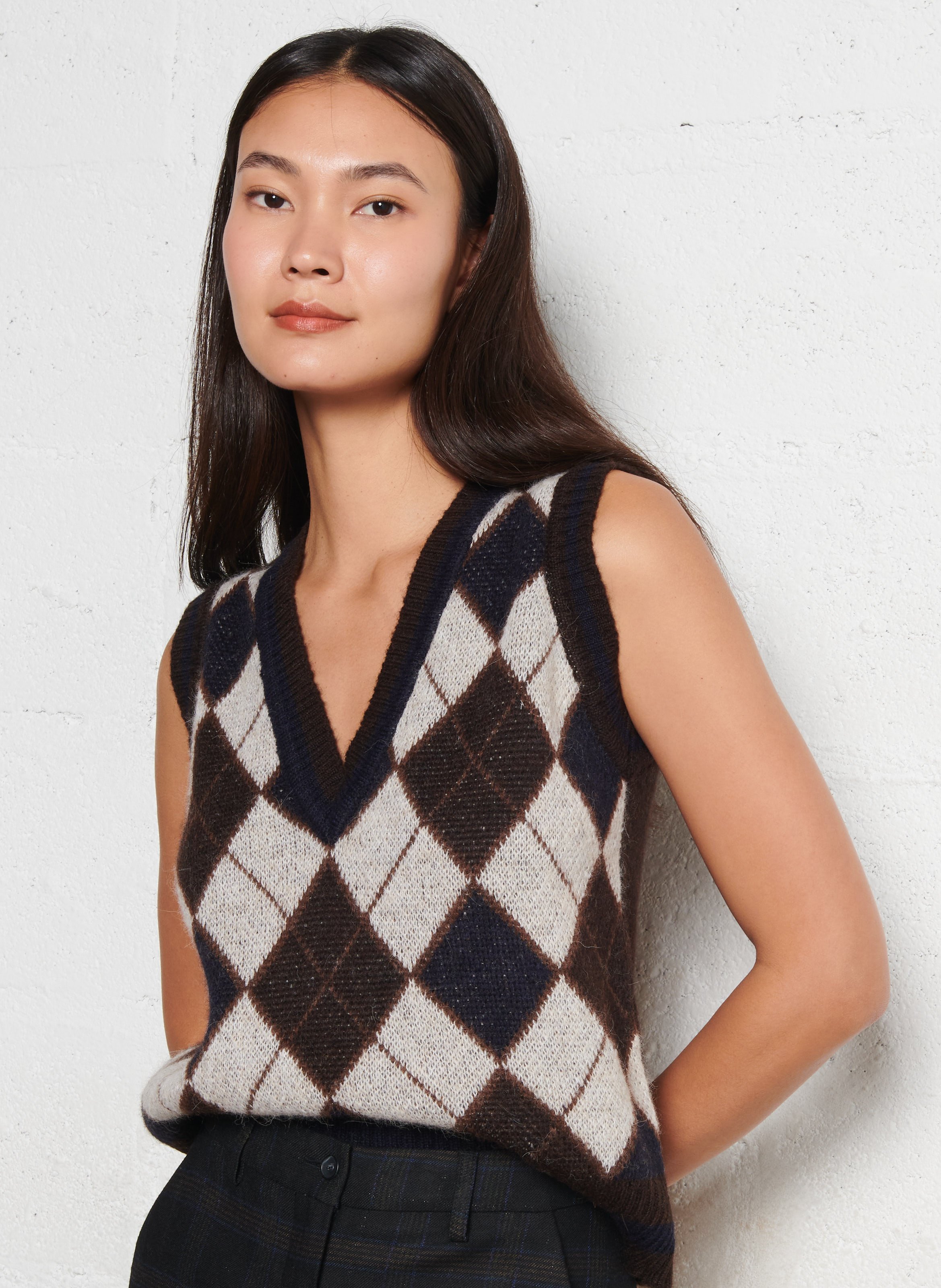 Pull oversize col V  DIEGA Bleu