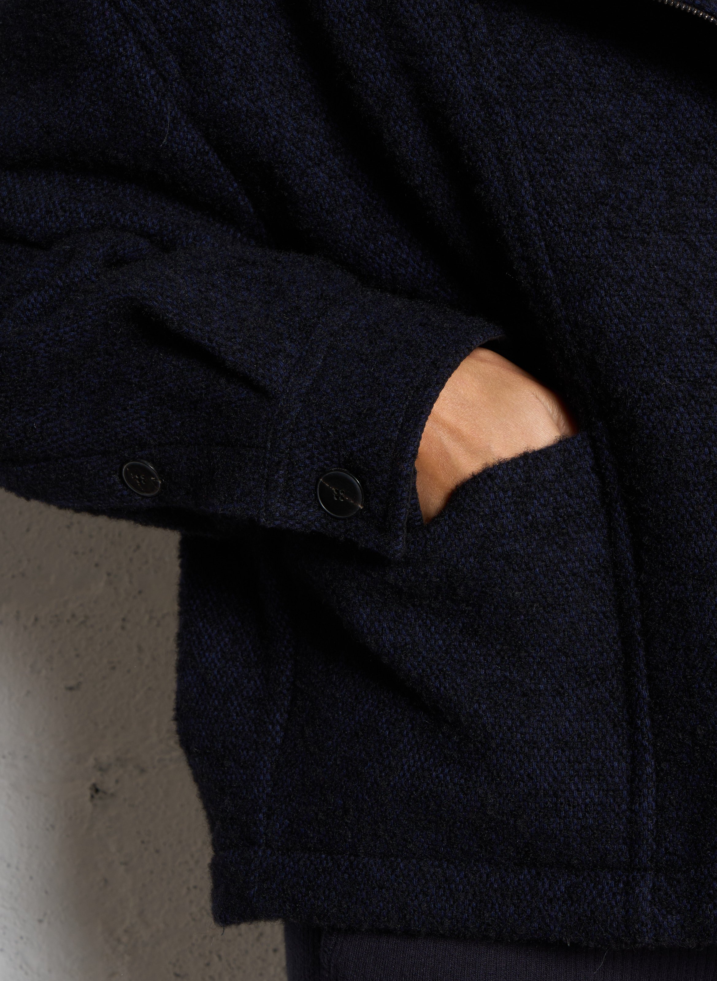 Veste oversize col classique en laine mélangée POMANDERE Bleu