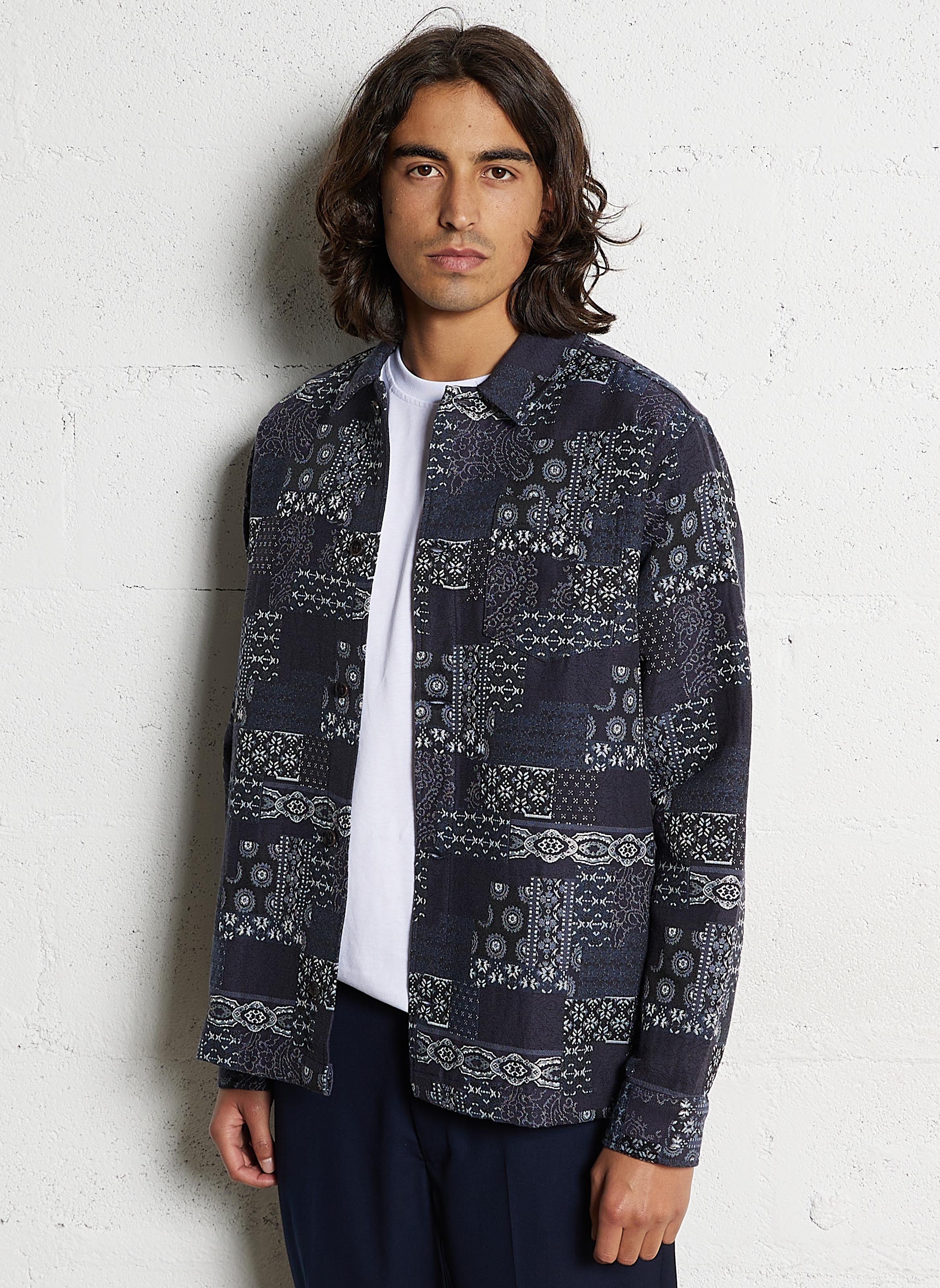 Surechemise col classique en jacquard de denim LES DEUX Bleu