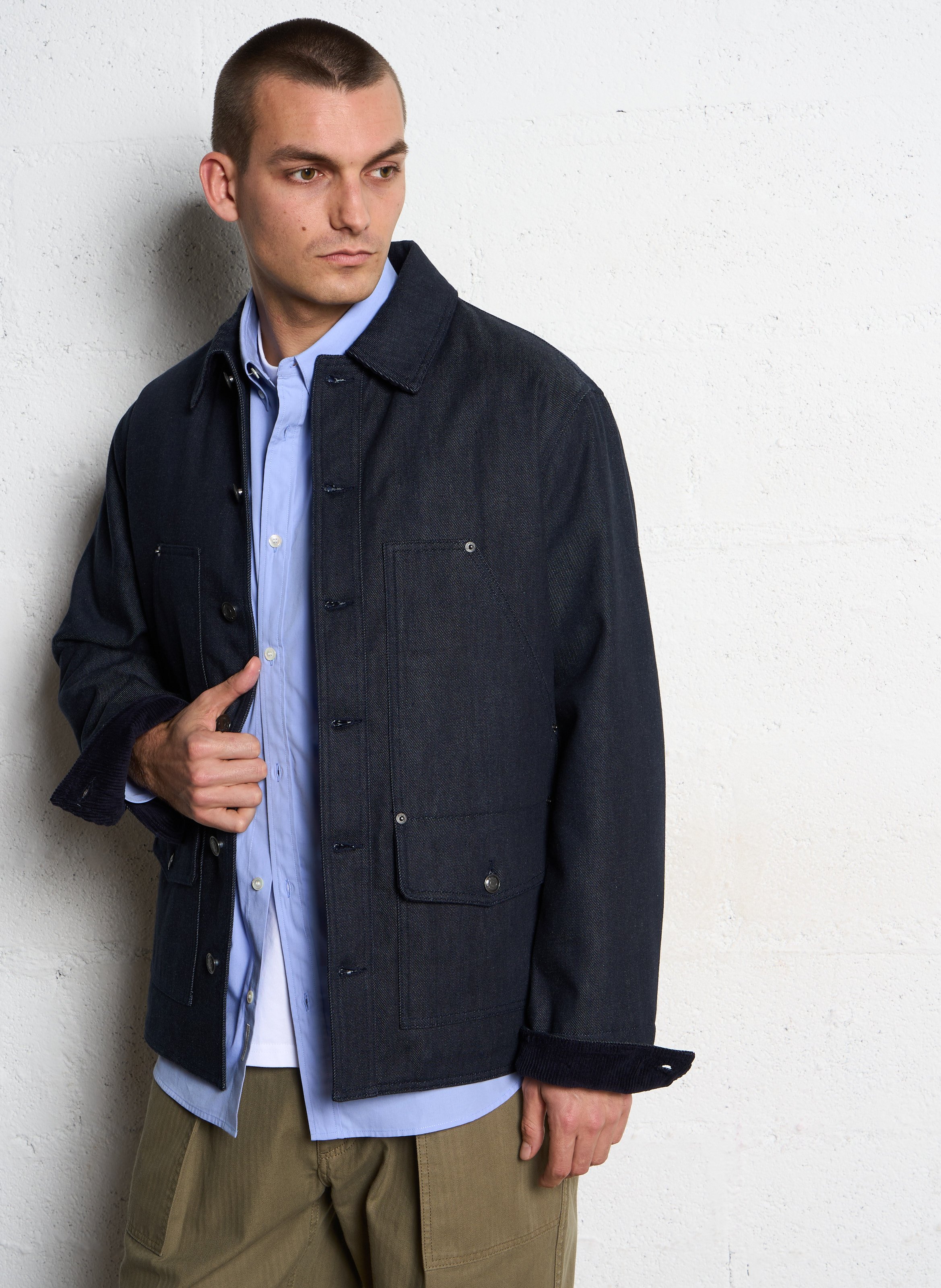 Recht, katoenen spijkerjasje met klassieke kraag IKKS Blauw