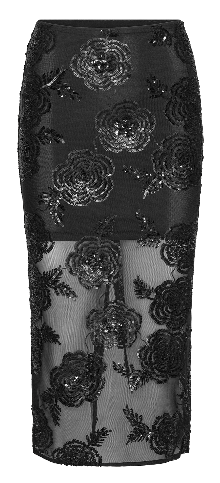 Jupe midi à sequins ROTATE Noir