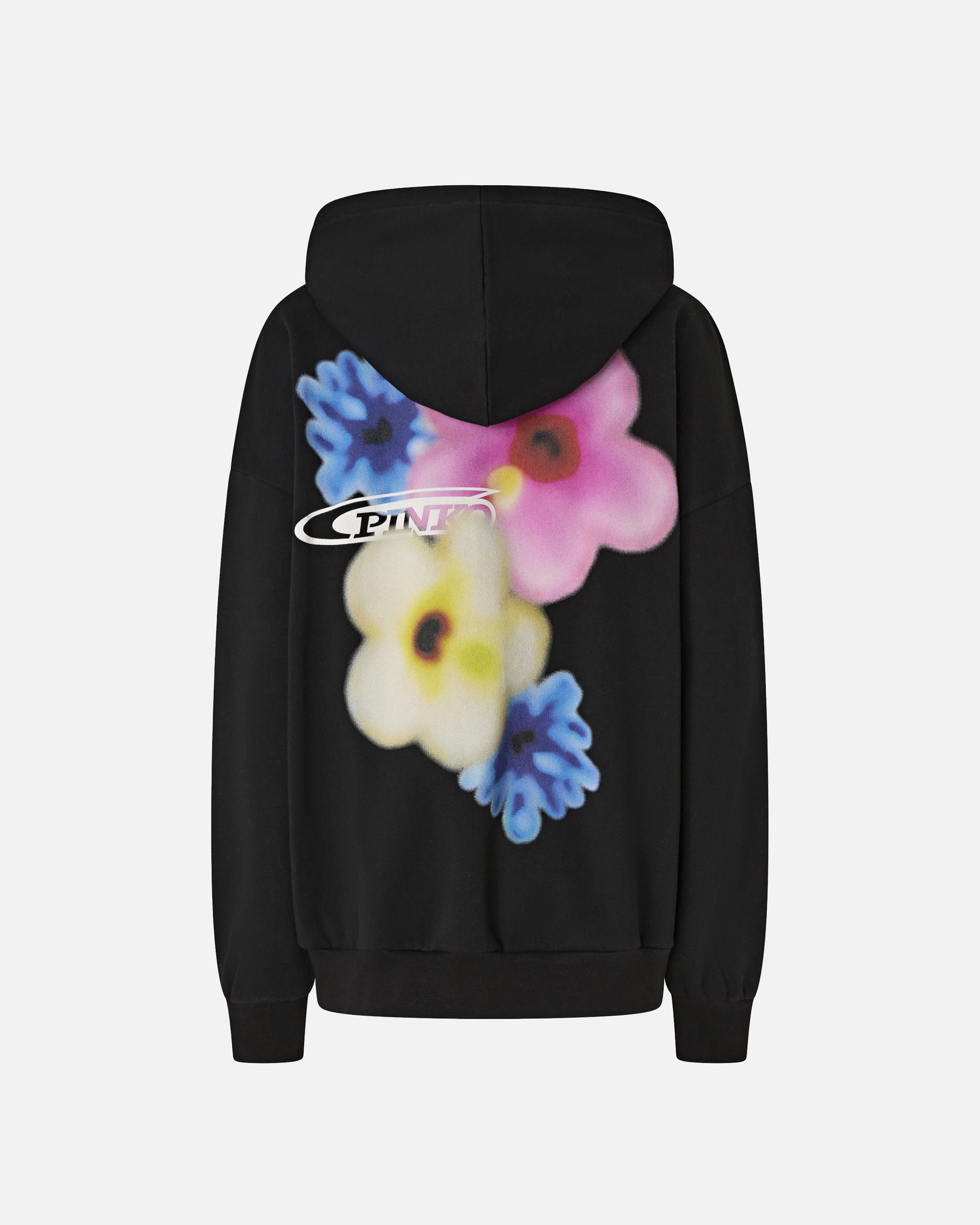 Hooded sweatshirt with floral print PINKO Black