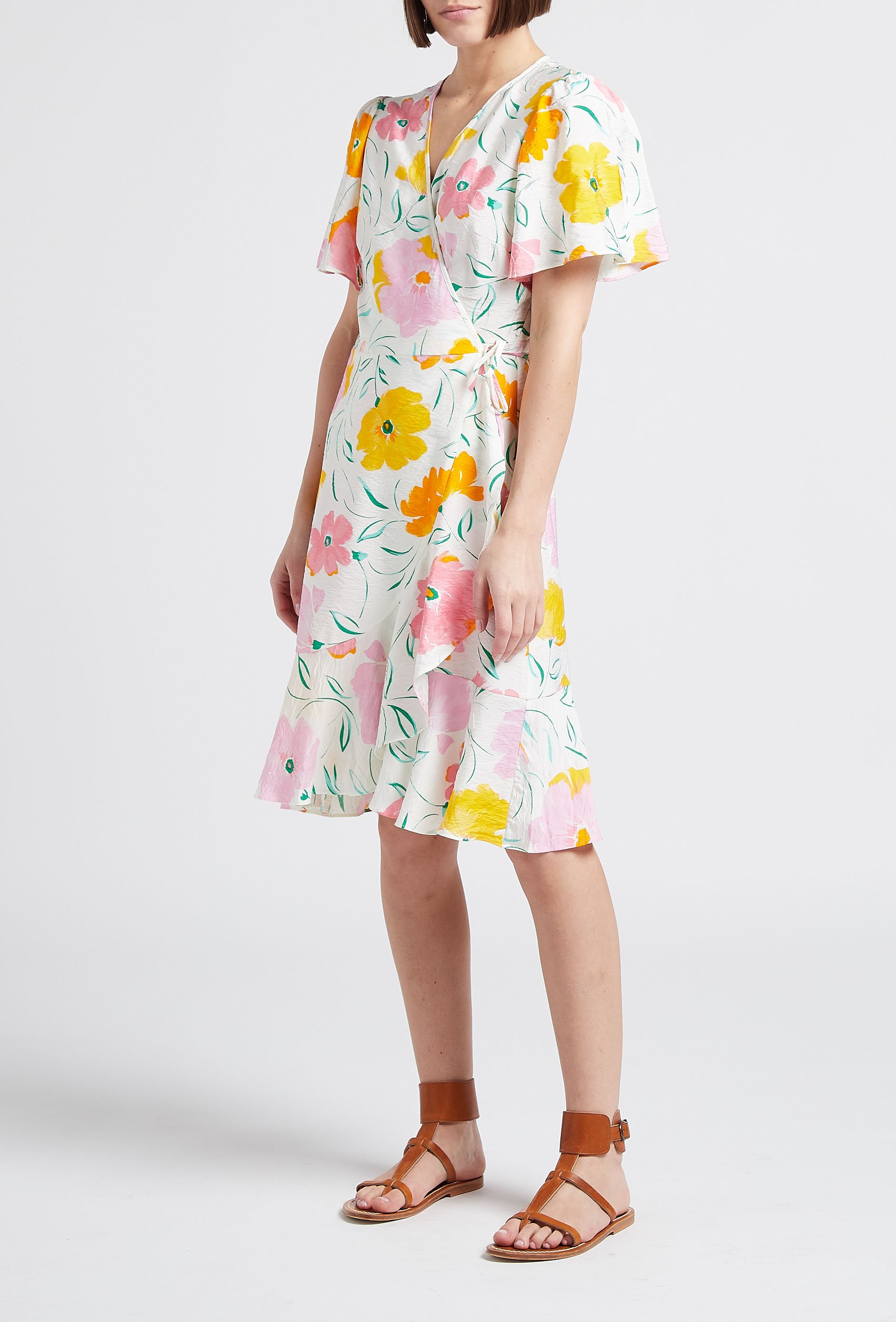 Robe courte portefeuille imprimée OBJECT Beige