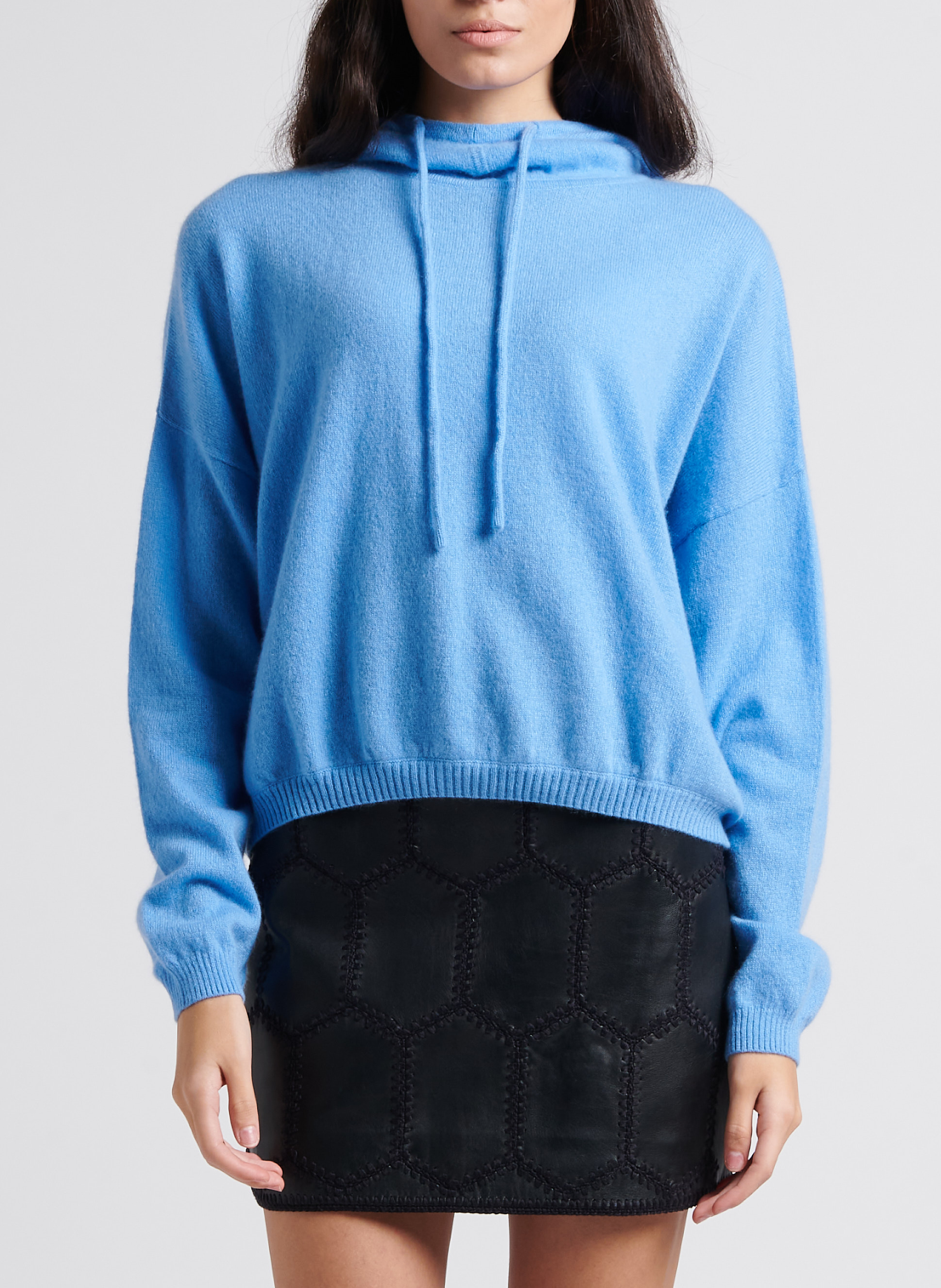 Rechte trui van kasjmier met opstaande kraag CRUSH Blauw