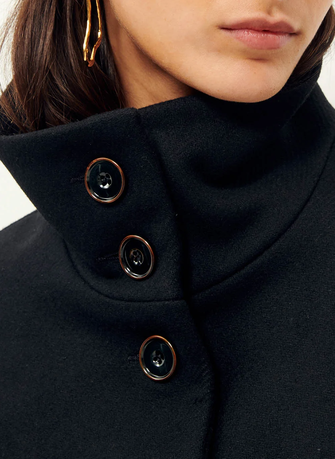 Manteau col montant en laine mélangée SESSUN Noir