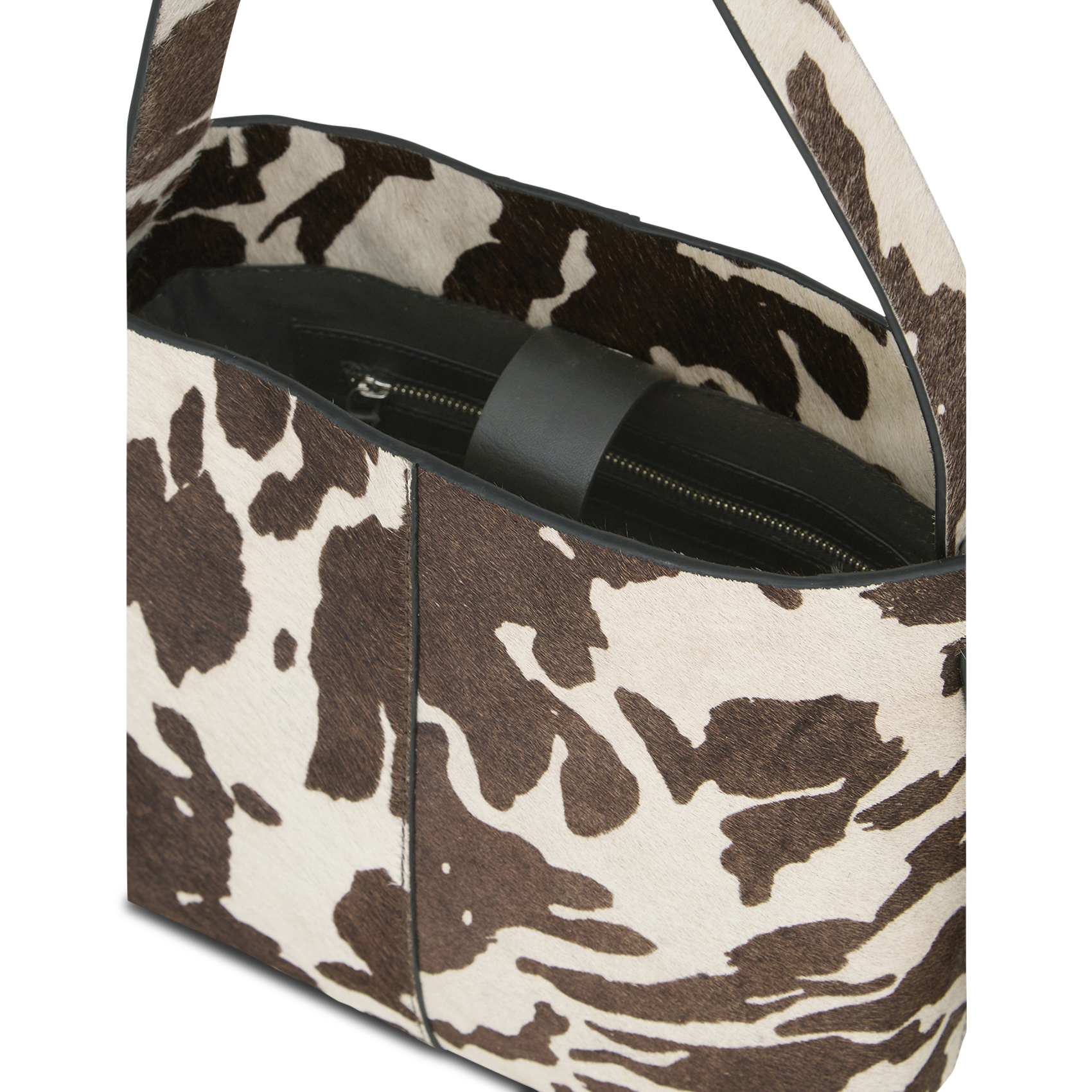 Sac porté épaule en cuir imprimé vache BECKSONDERGAARD Marron