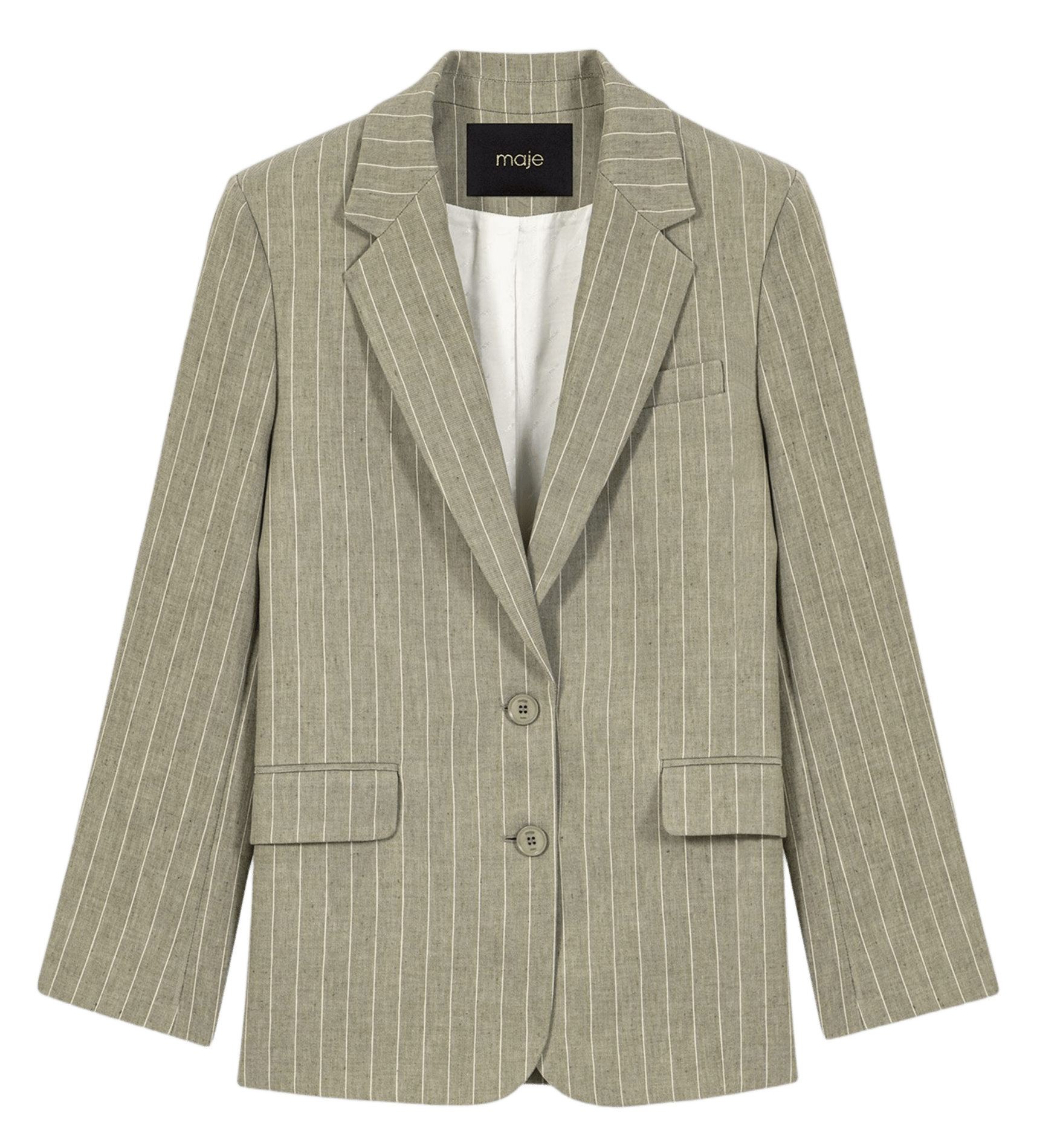 Veste de tailleur ajustée en lin mélangé MAJE Kaki