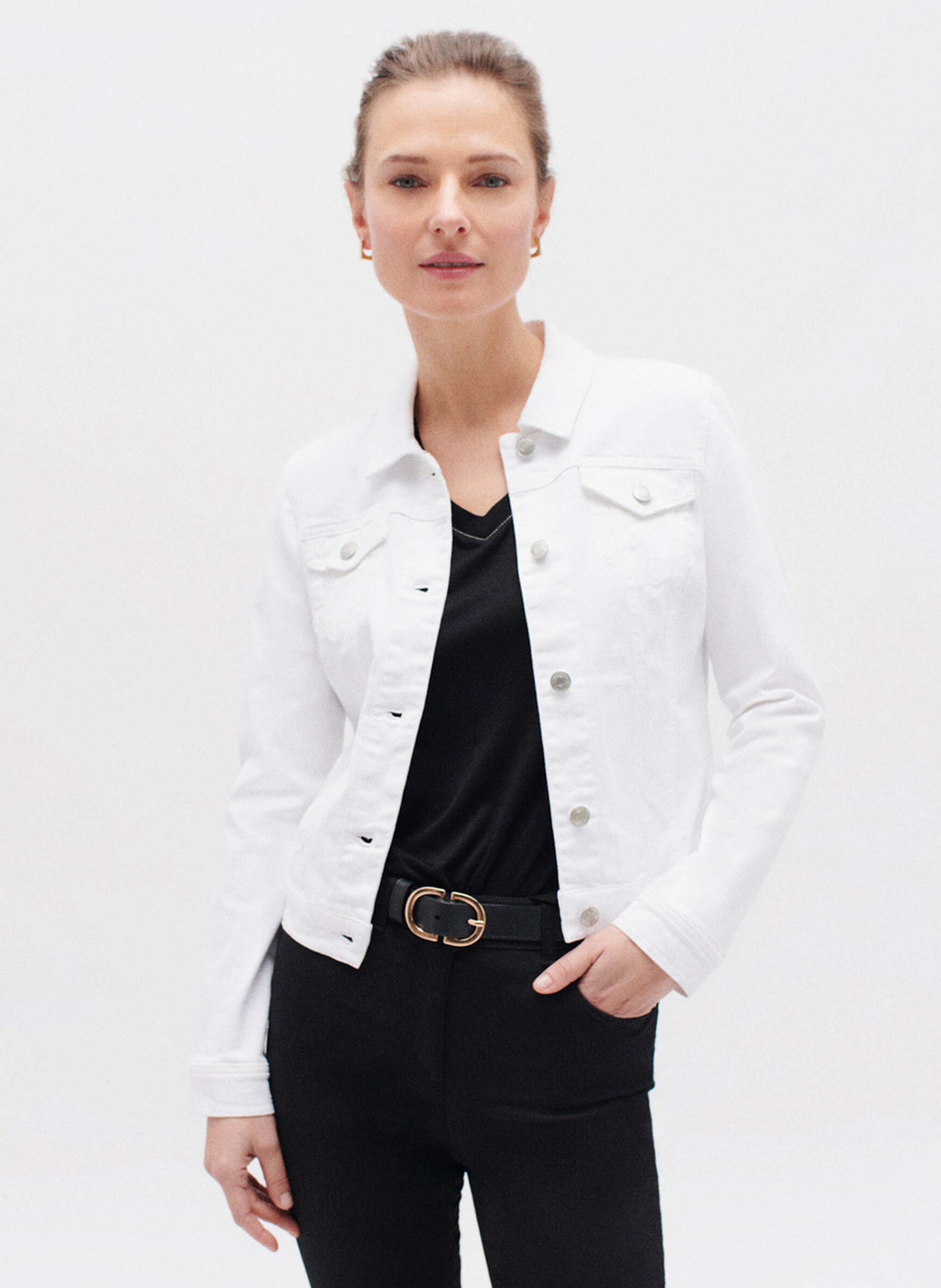 Spijkerjasje | katoenblend CAROLL Weiss