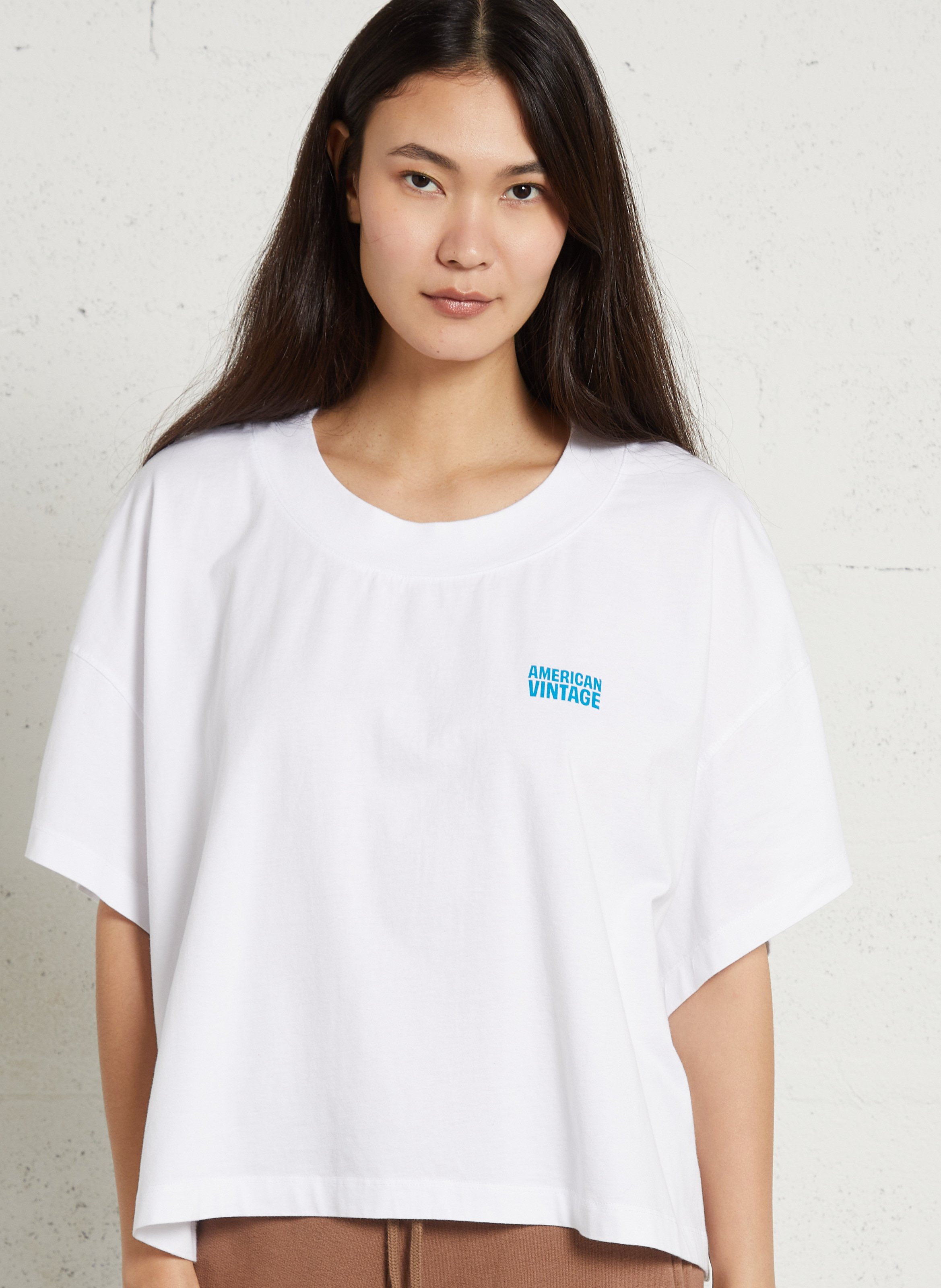 Oversized, katoenen T-shirt met ronde hals AMERICAN VINTAGE Wit