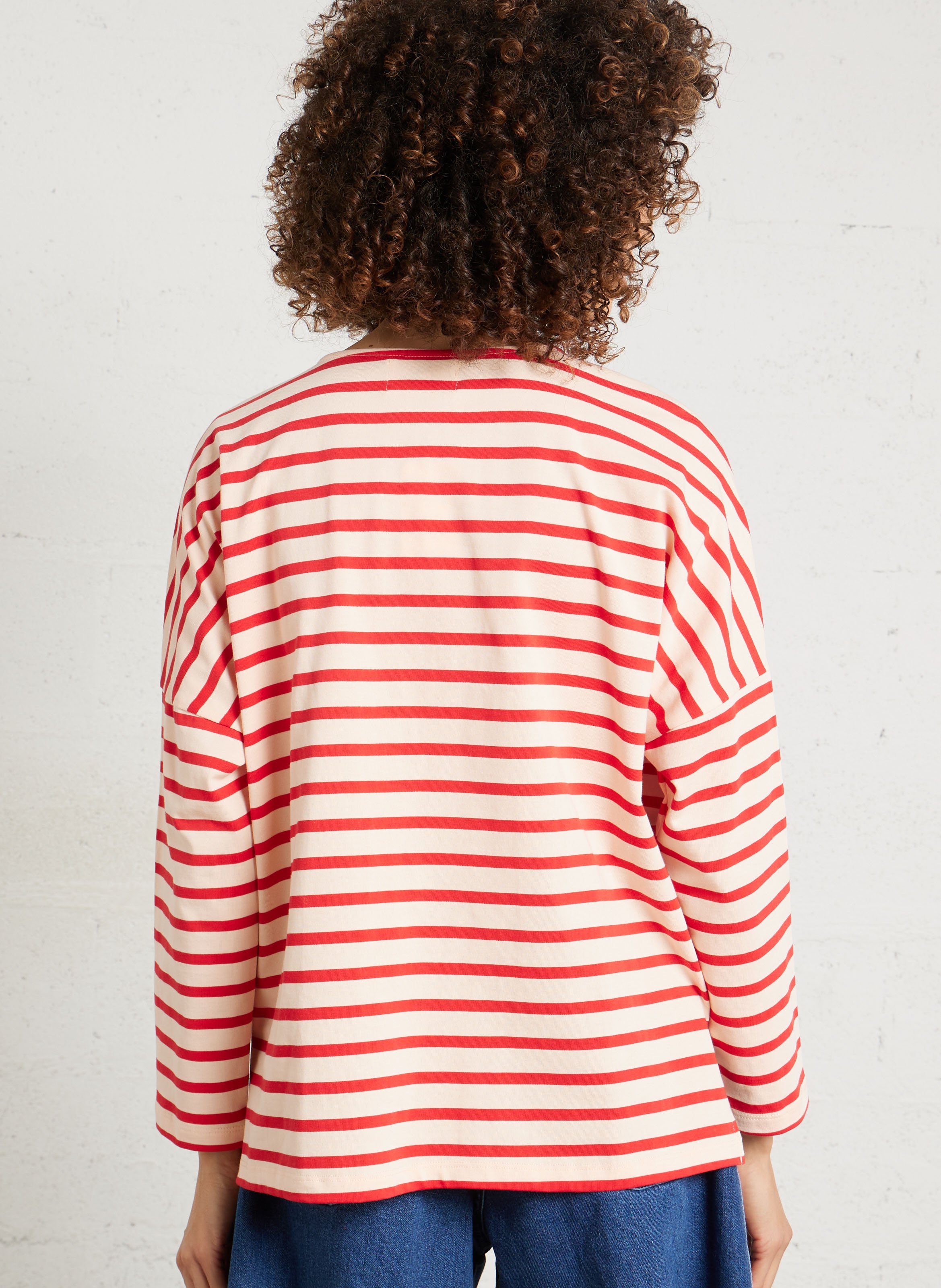 Tee-shirt ample à rayures DES PETITS HAUTS Rouge