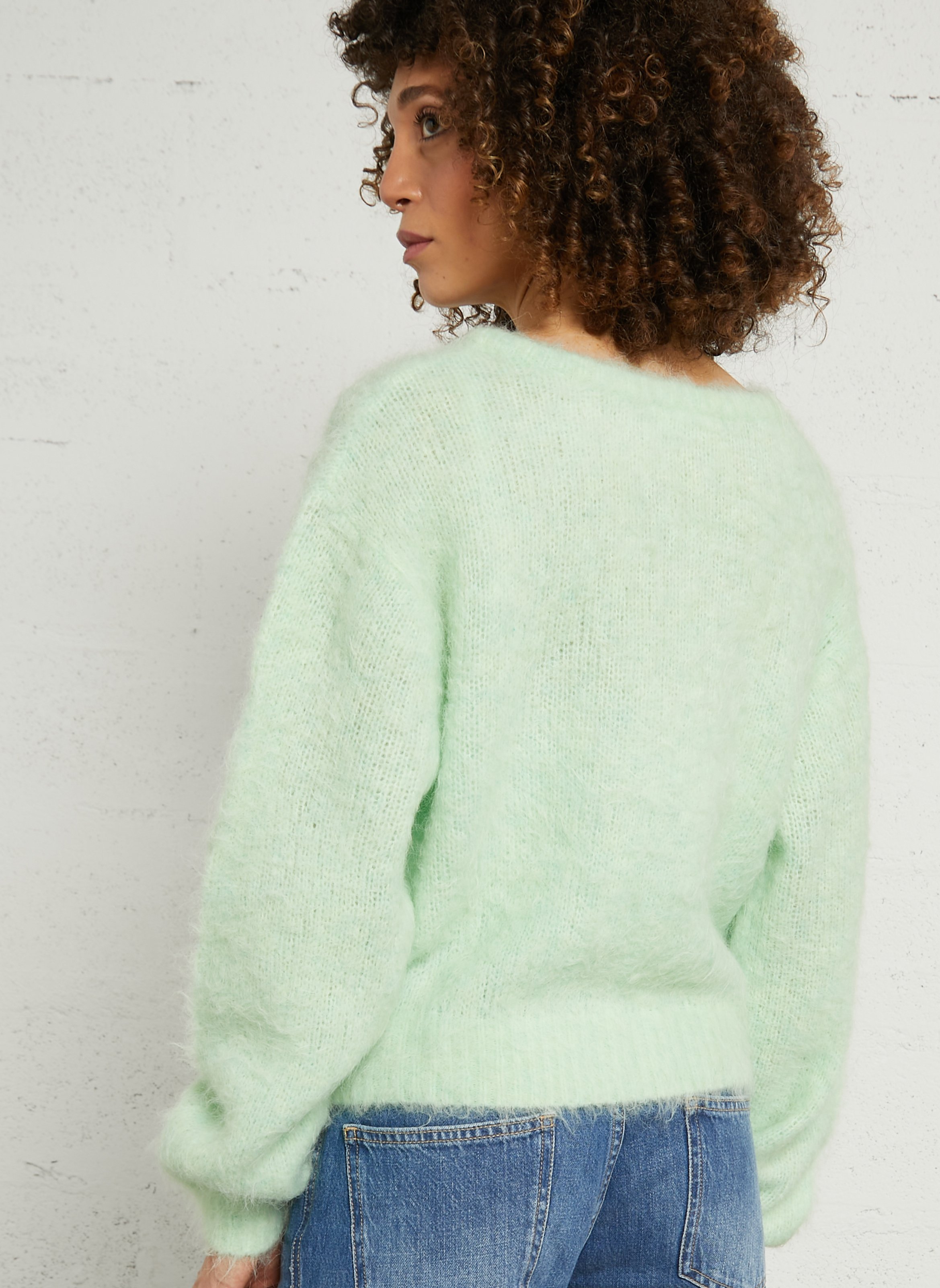 Oversized round-neck wool-blend sweater AMERICAN VINTAGE Green