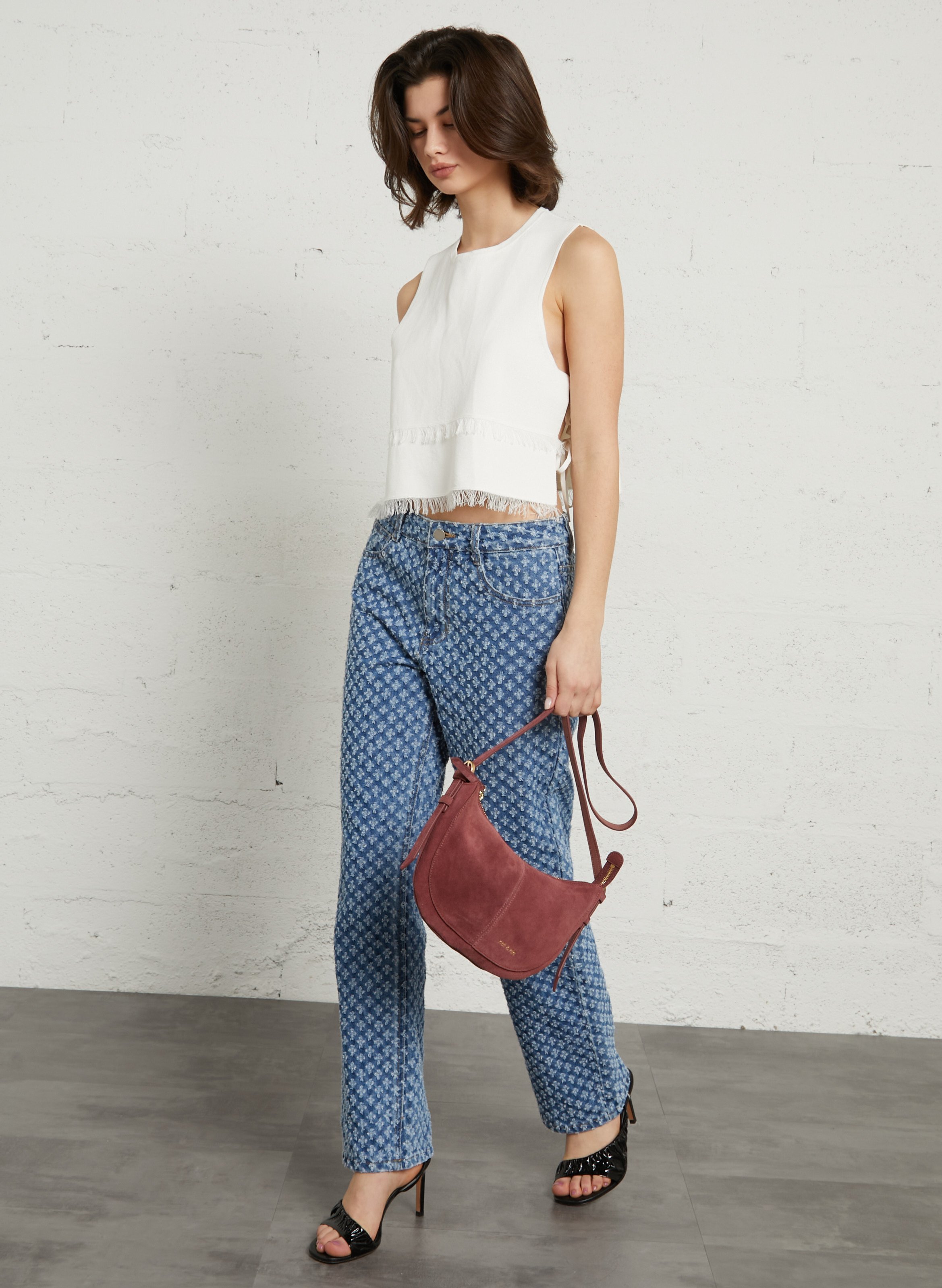 Sac à main en cuir velours NAT & NIN Rose