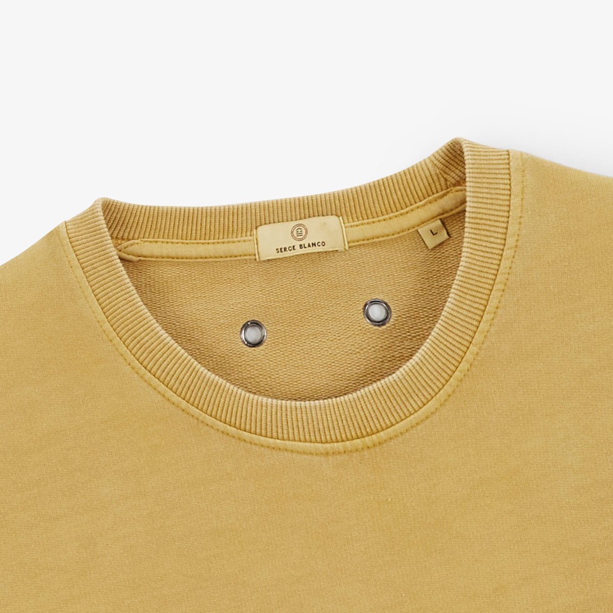 Round neck sweatshirt in old dye cotton SERGE BLANCO Brown