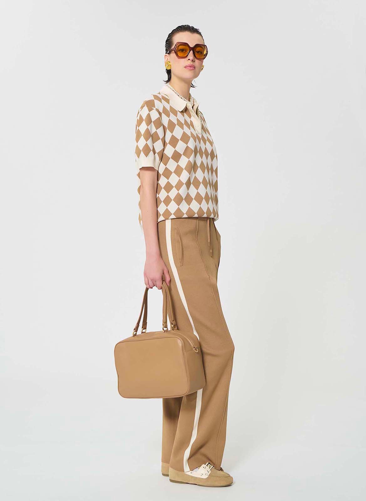 Polo oversize en maille imprimée TARA JARMON Marron