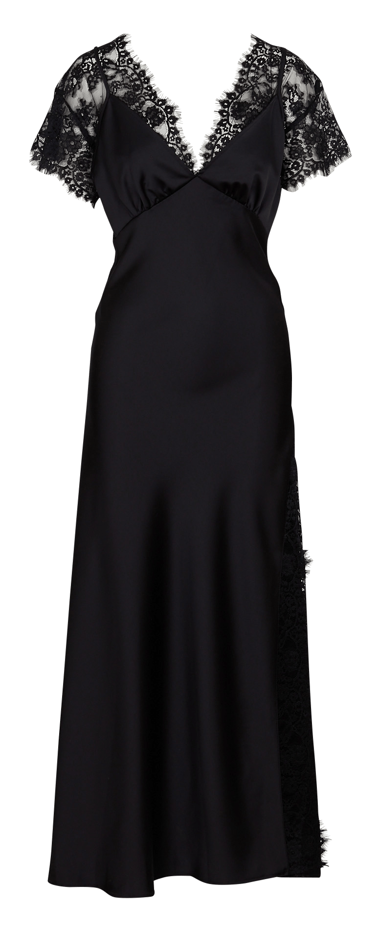 Robe longue col v satinée IMPERIAL Noir