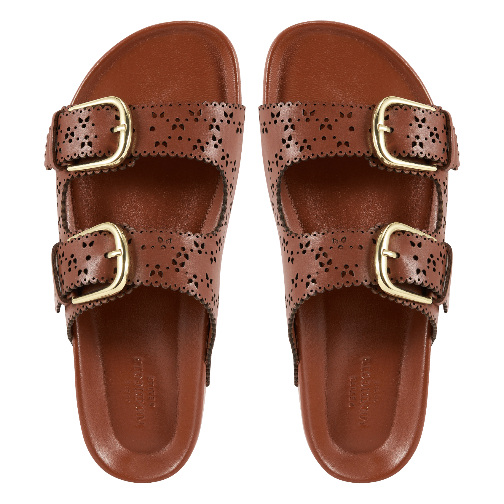 Aouda flat leather sandals PETITE MENDIGOTE Brown