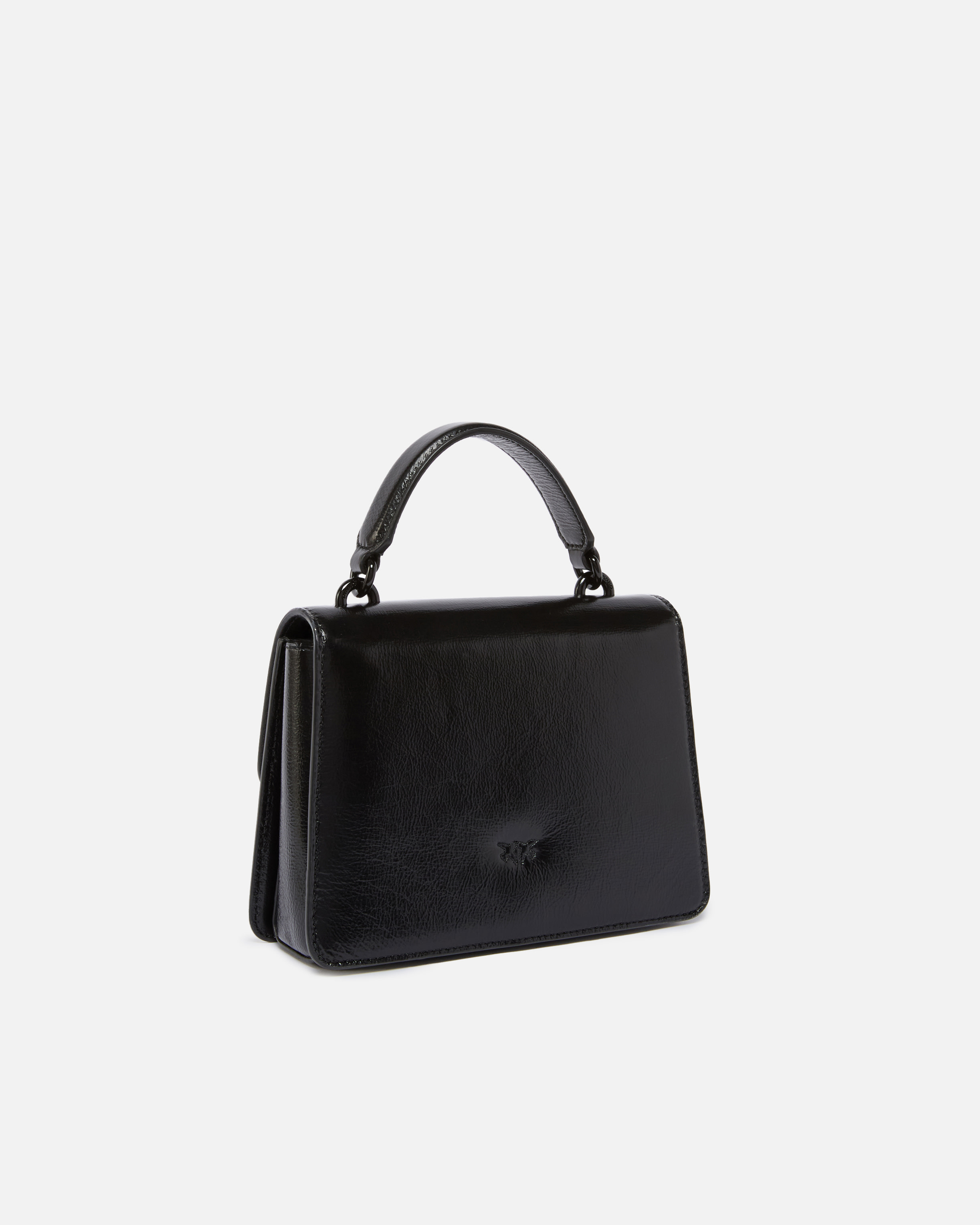 Petit sac à main mini love bag one light à anse supérieure en cuir brillant PINKO Noir