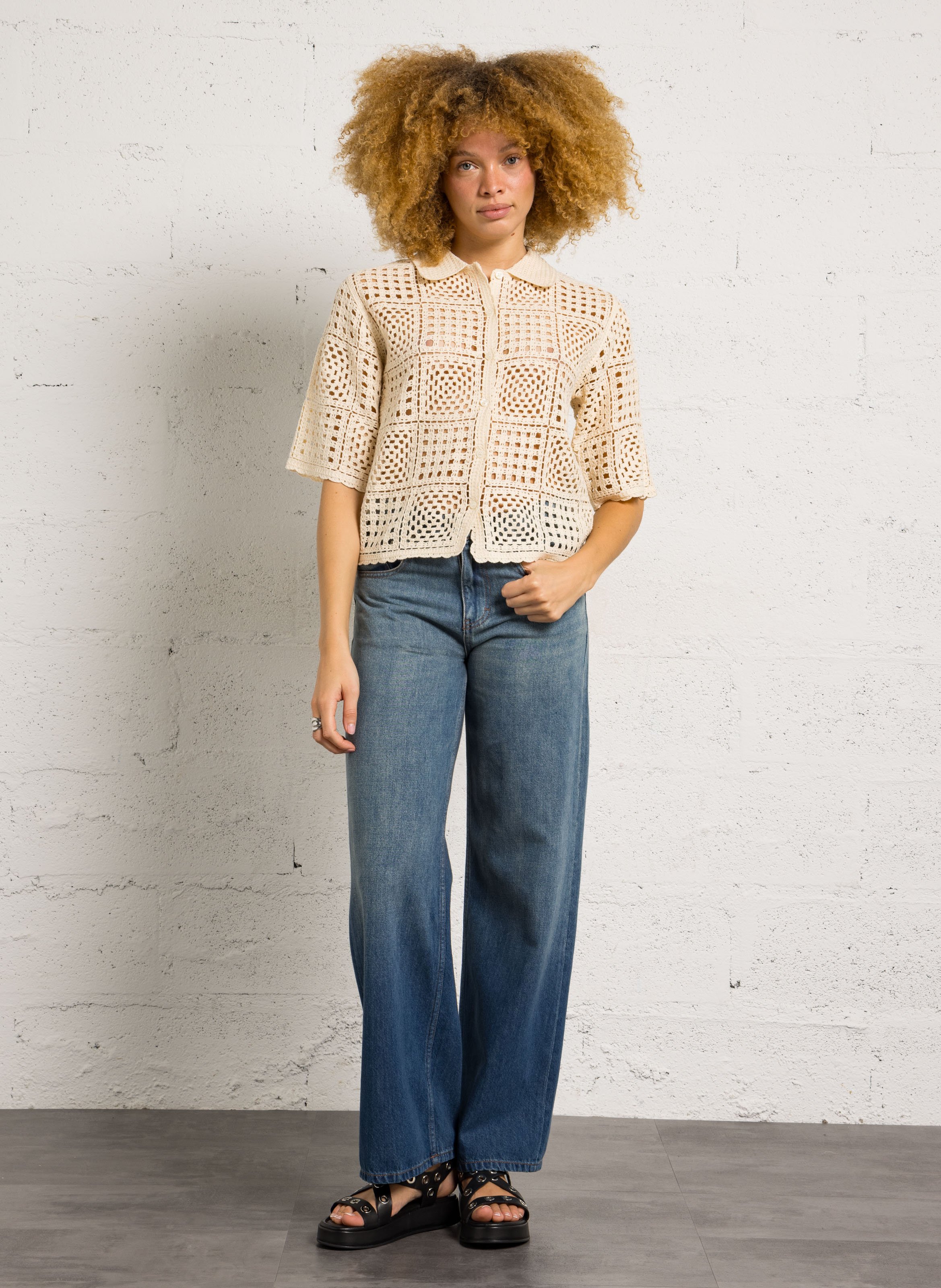 Cardigan oversize en coton mélangé LE TEMPS DES CERISES Bleu