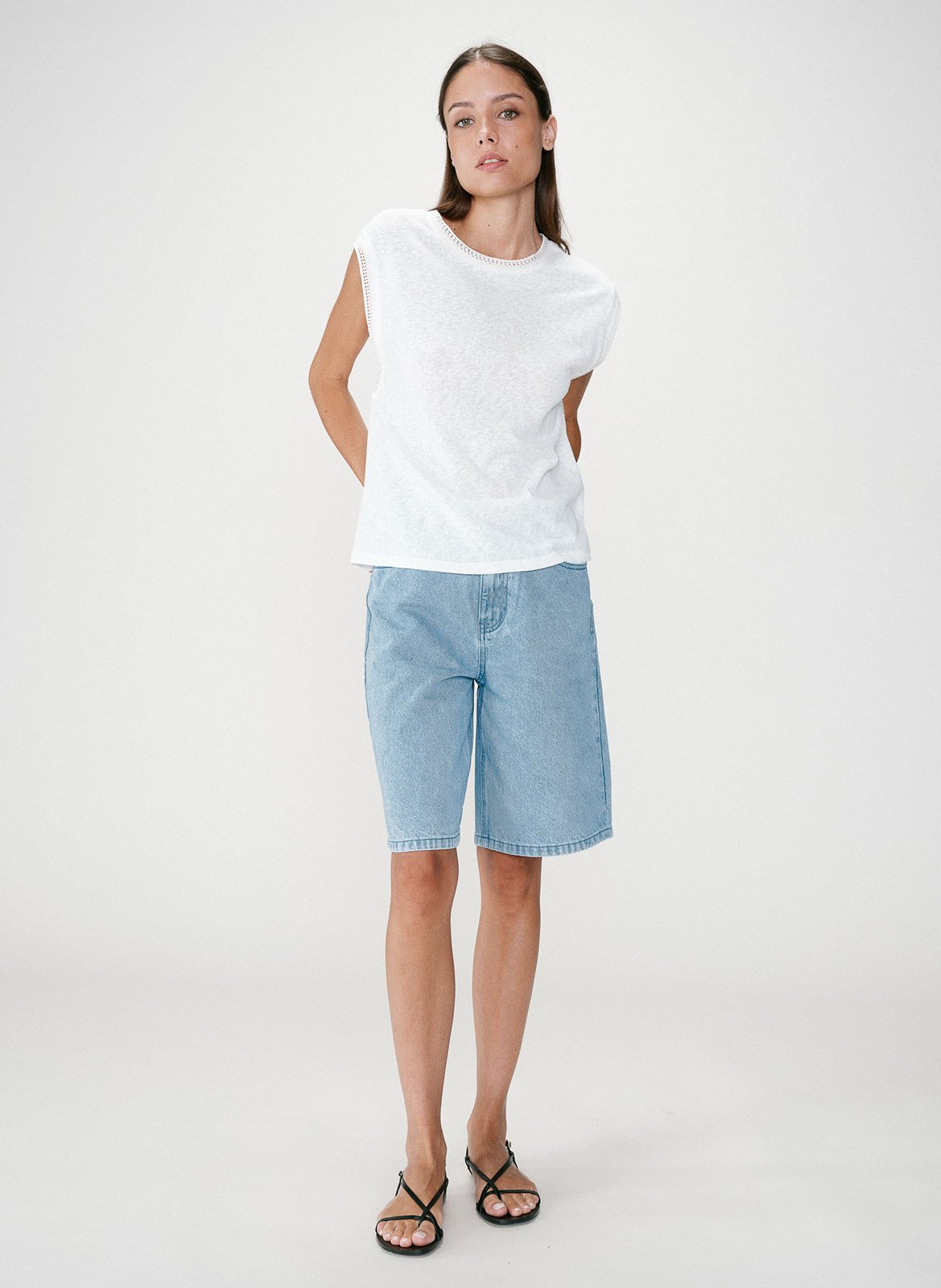 Tee-shirt col rond en coton mélangé GRACE ET MILA Blanc