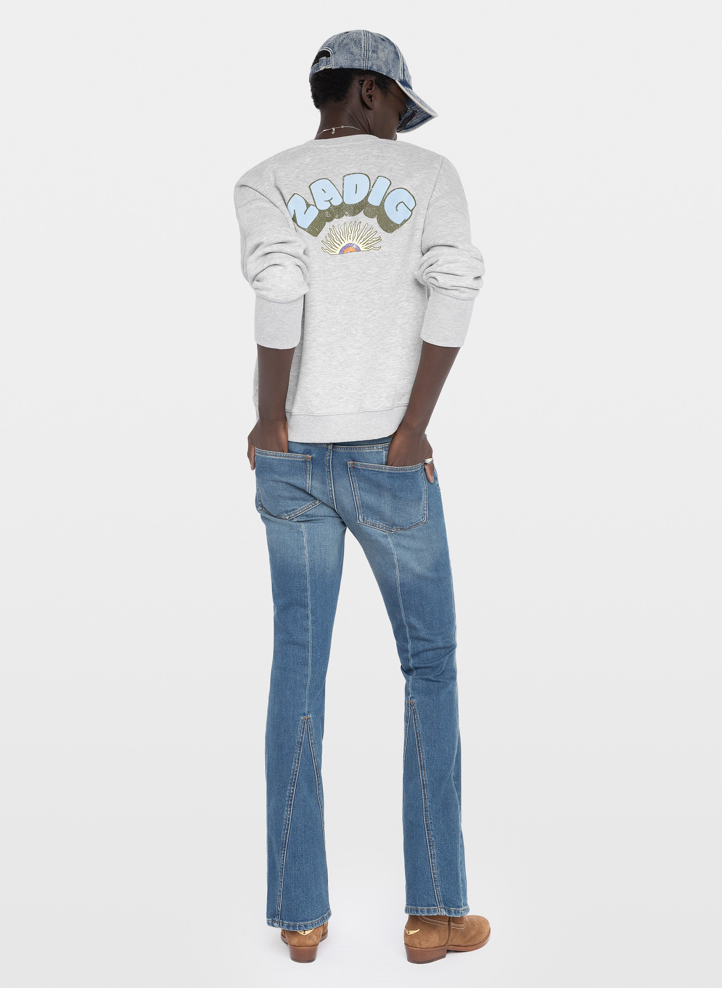 V-neck cotton-blend sweatshirt ZADIG&VOLTAIRE Grey