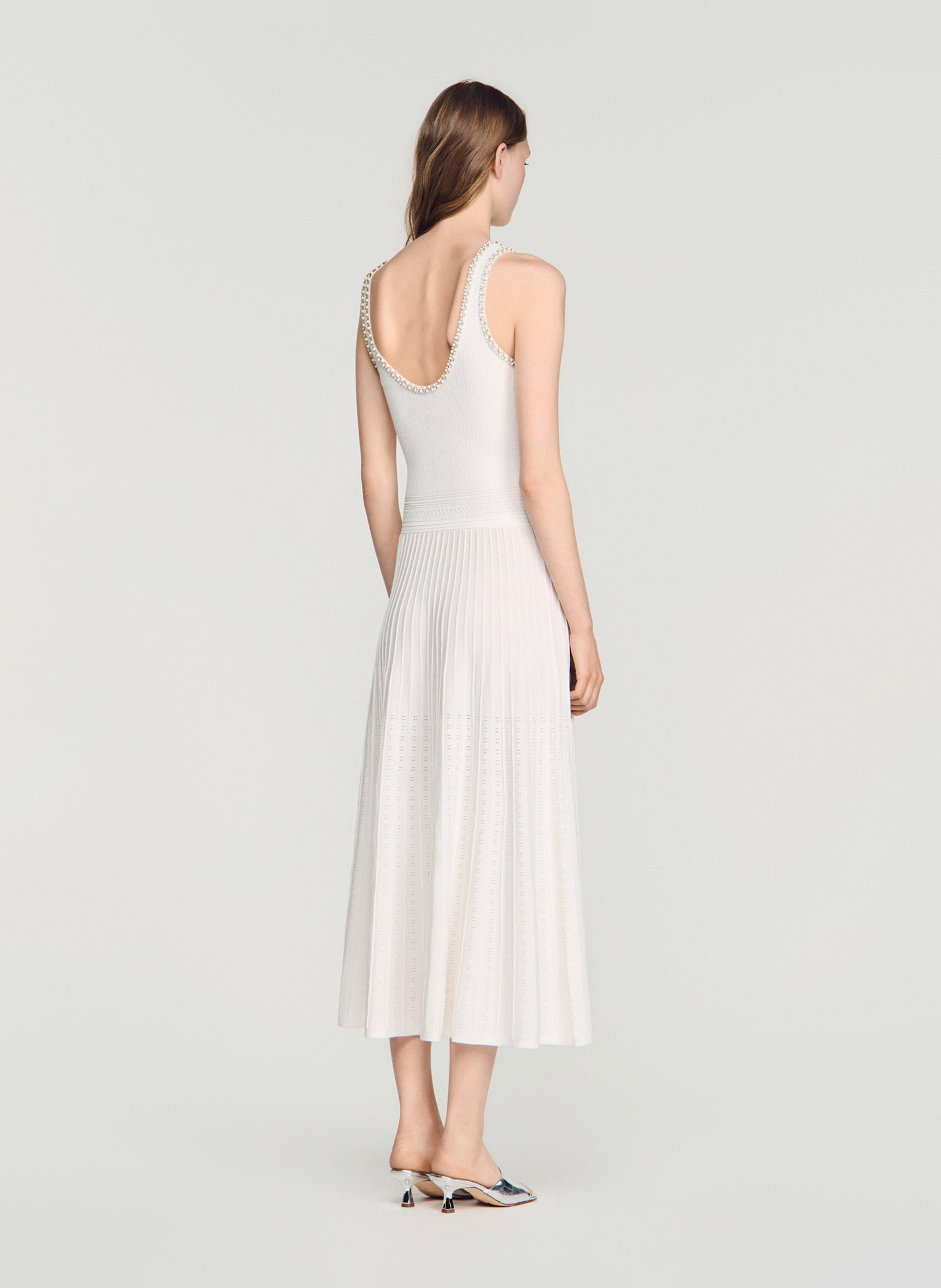 Robe longue en maille SANDRO Wit