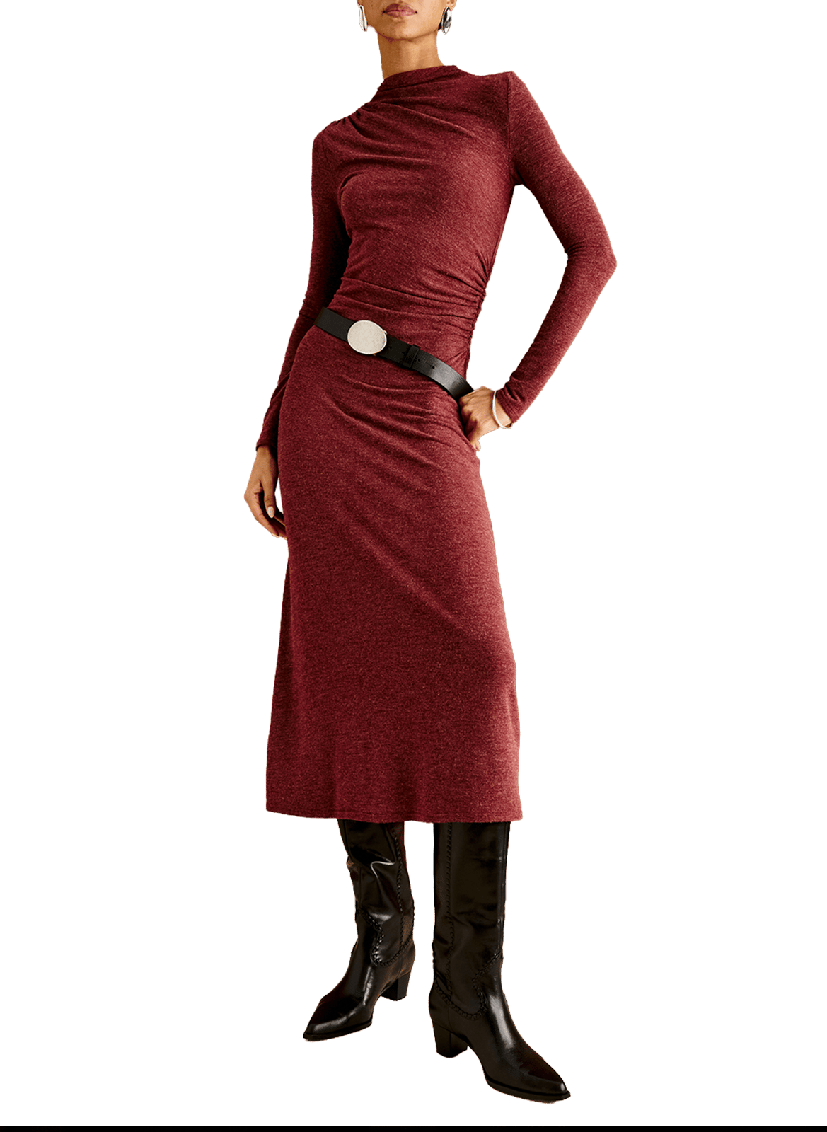 Robe midi col montant RAILS Rouge