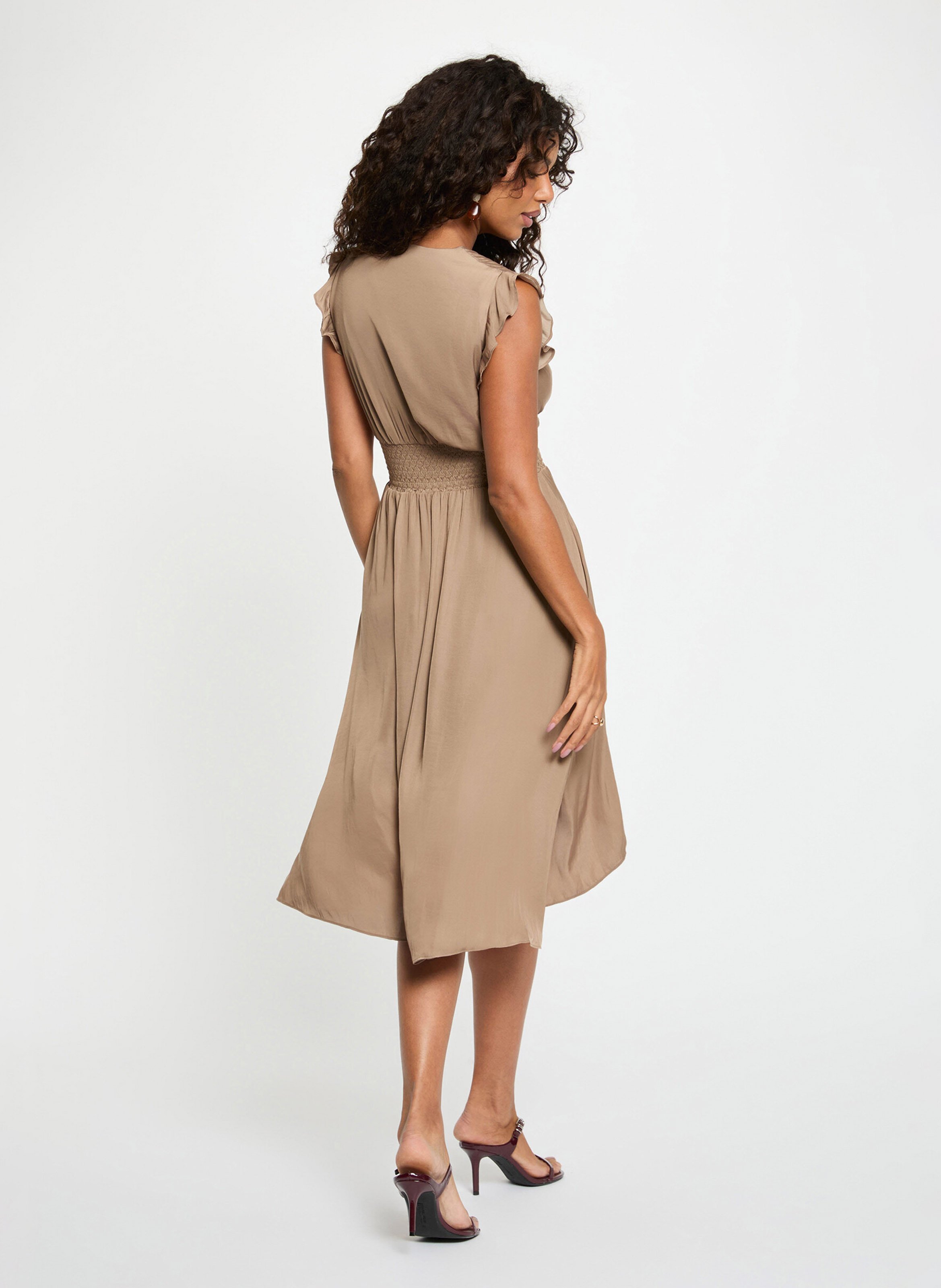 Fluid wrap midi dress MORGAN Brown