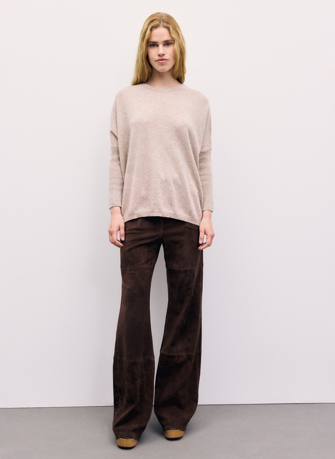 Pull oversize col rond en cachemire GERARD DAREL Beige
