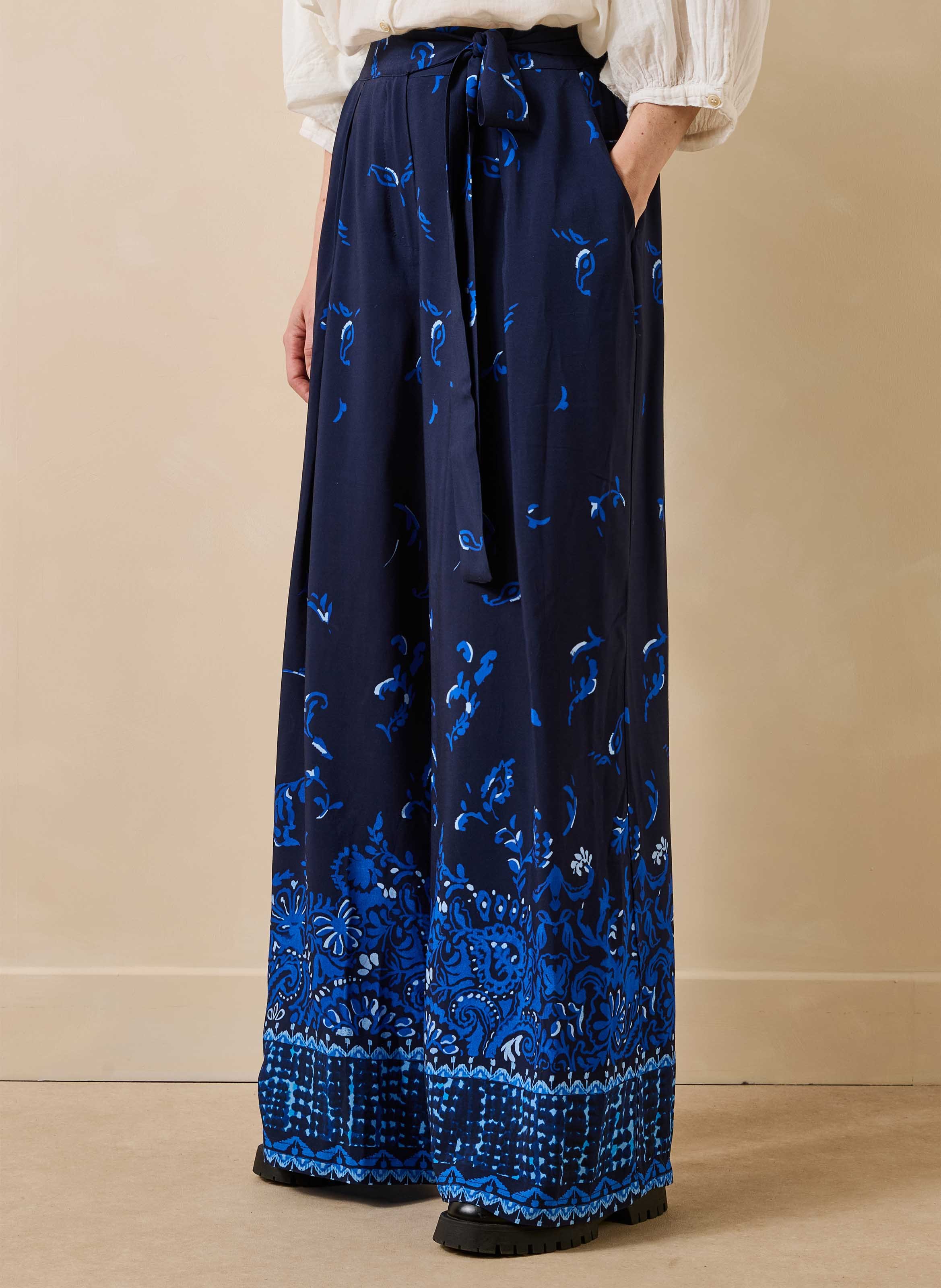 Wijde broek met hoge taille LA FEE MARABOUTEE Blauw