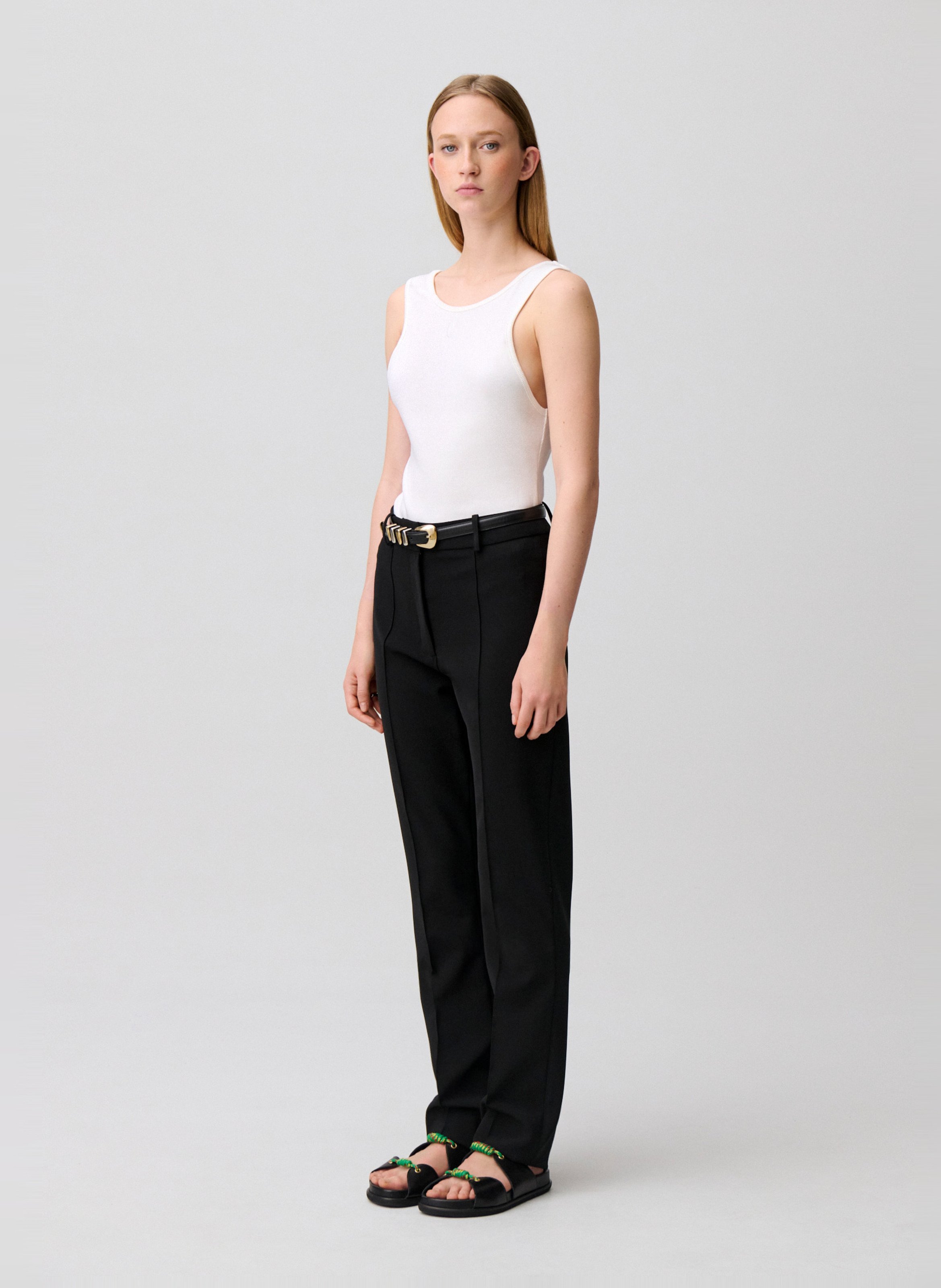Pantalon droit uni taille haute CLAUDIE PIERLOT Noir