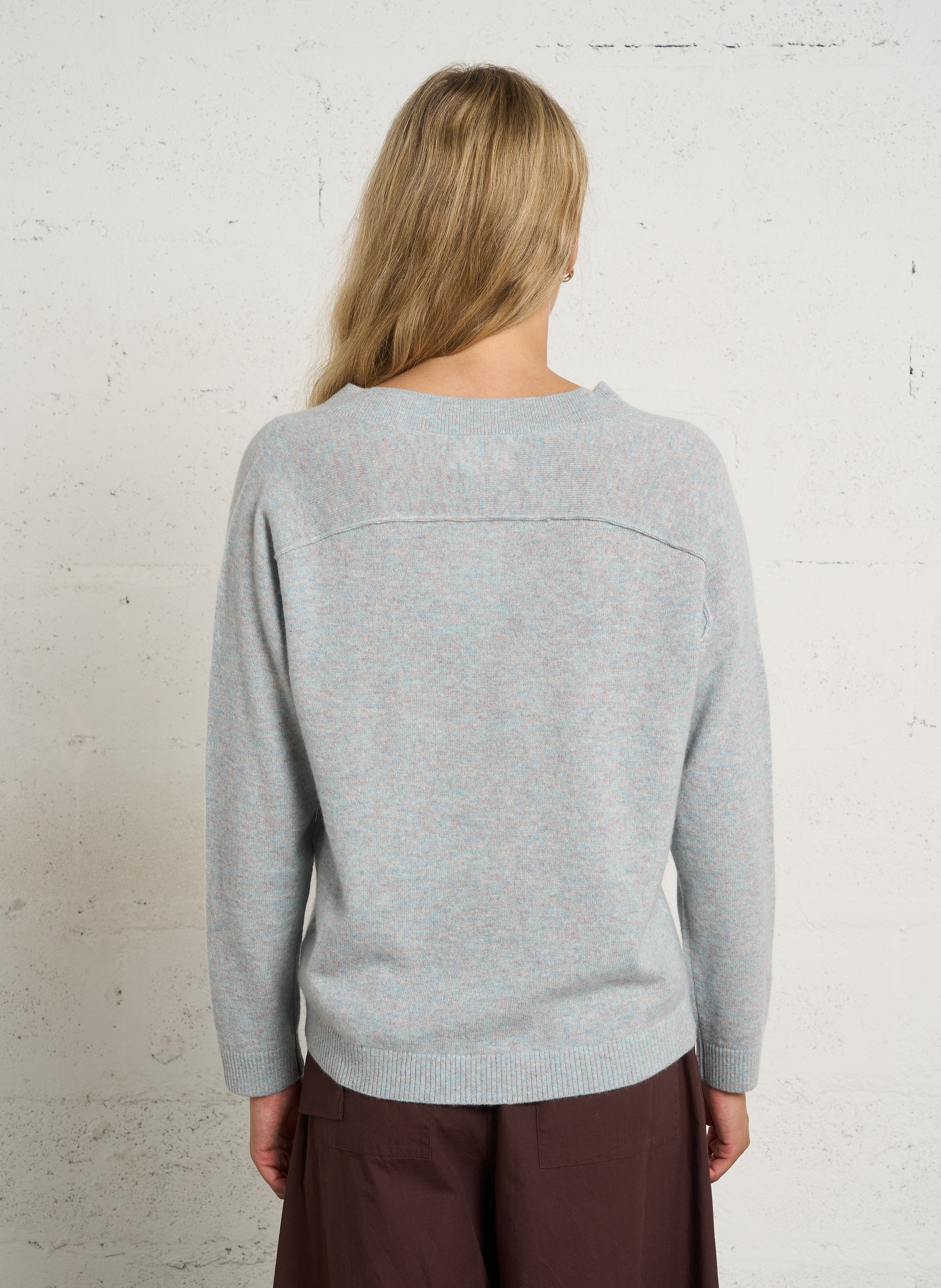 Pull droit col V en cachemire MAISON 123 Bleu