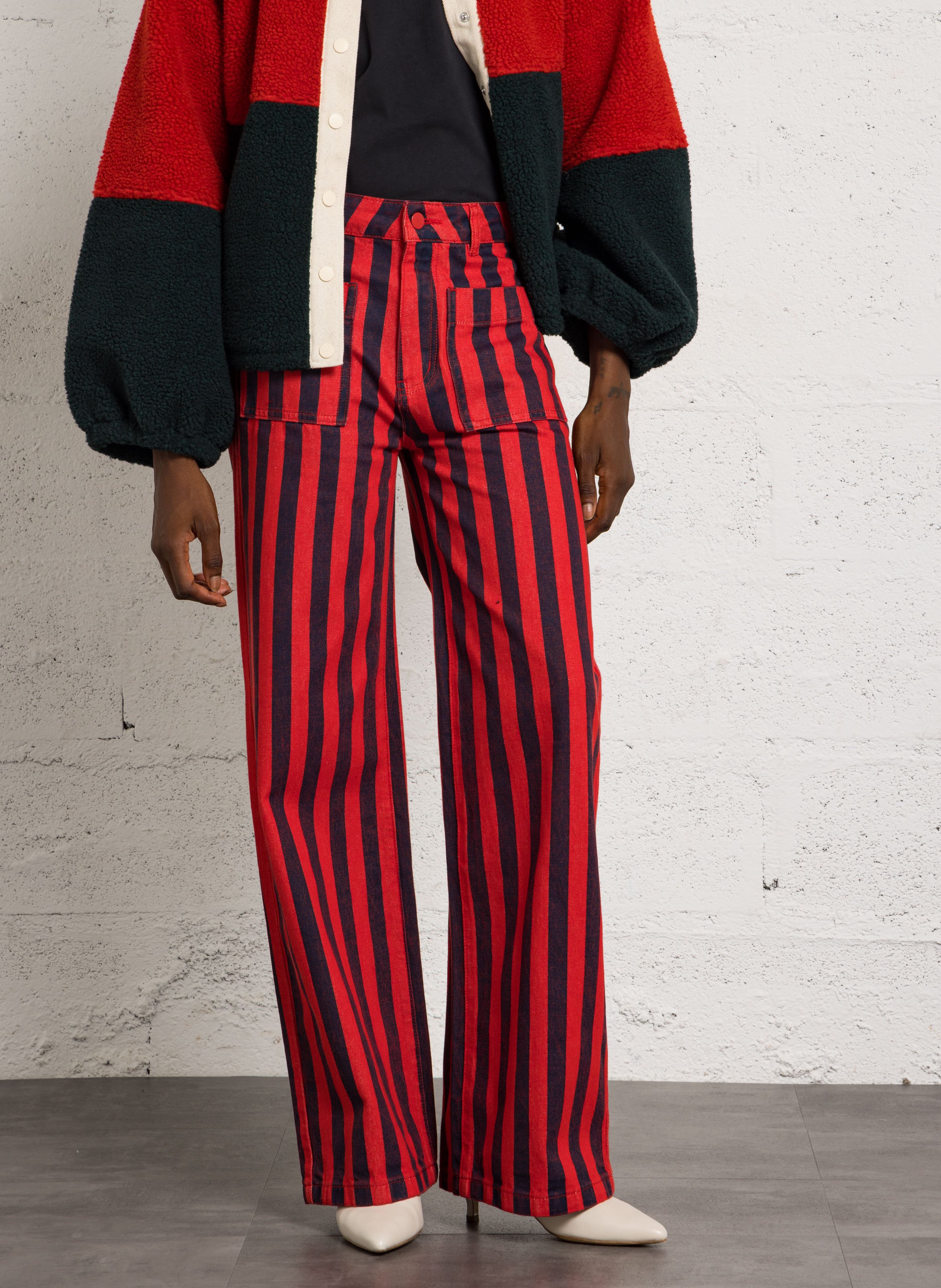 Pantalon large à rayures THE TINY BIG SISTER Multicolore