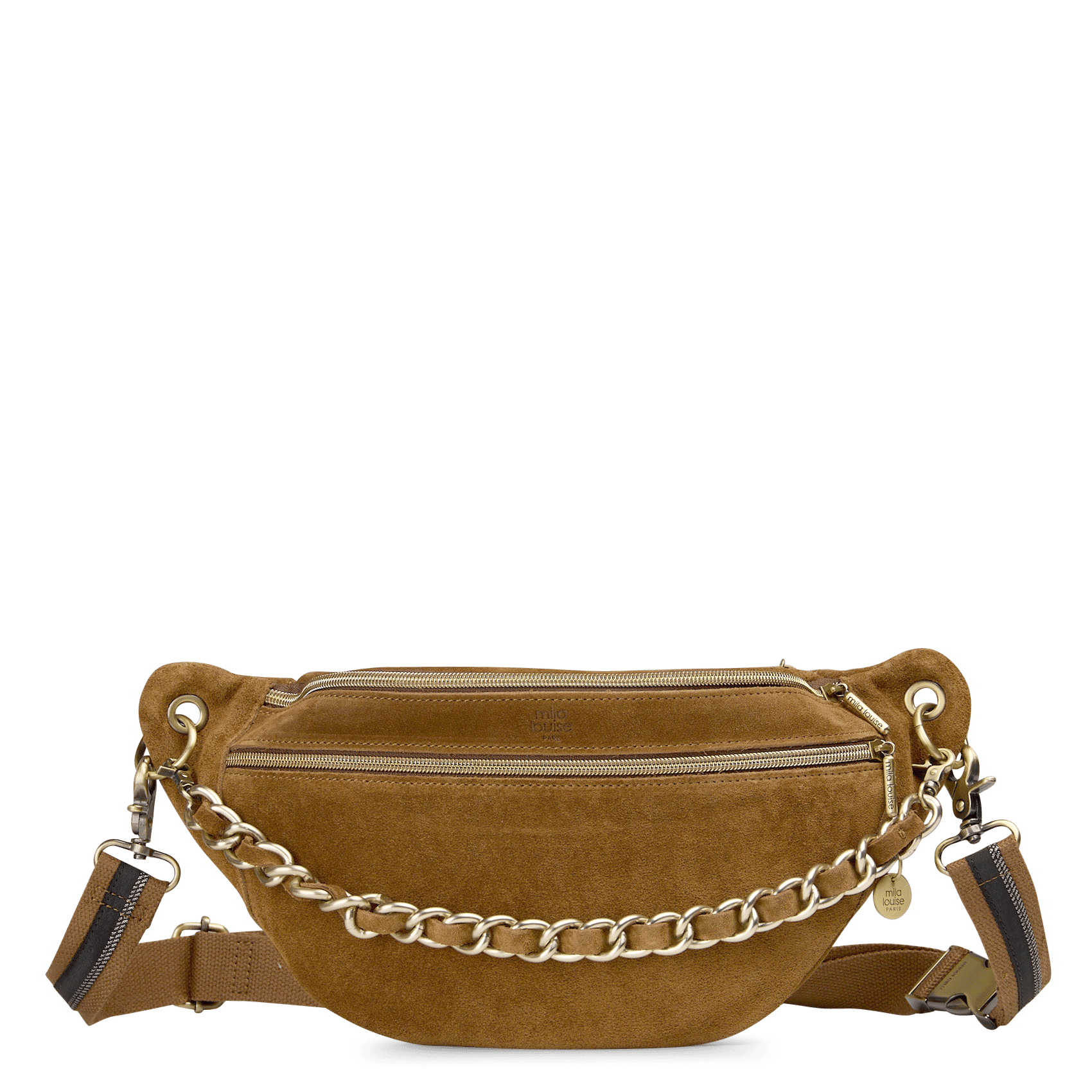 Sac porté épaule en cuir de vachette MILA LOUISE Beige