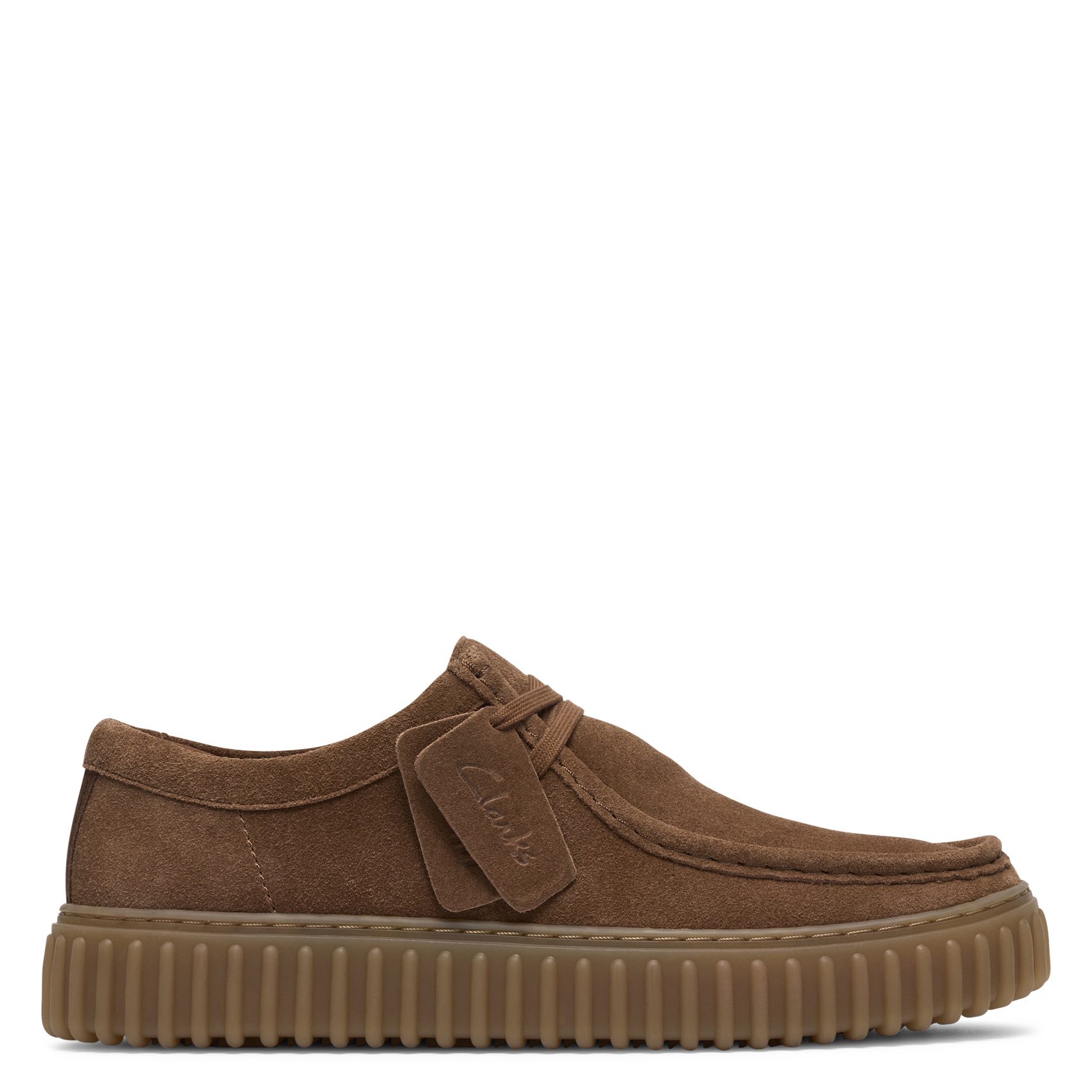 Bottines à lacets en cuir velours CLARKS Marron