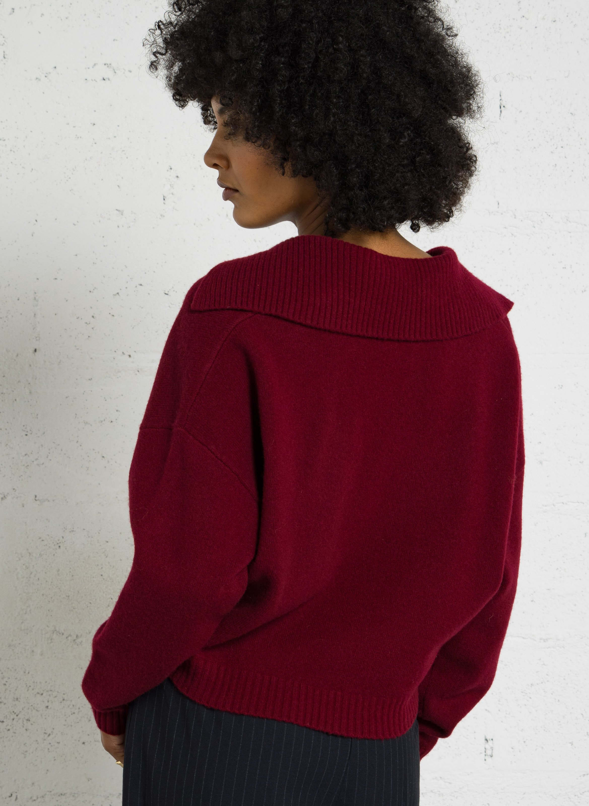 Straight-cut wool sweater TINSELS Plums