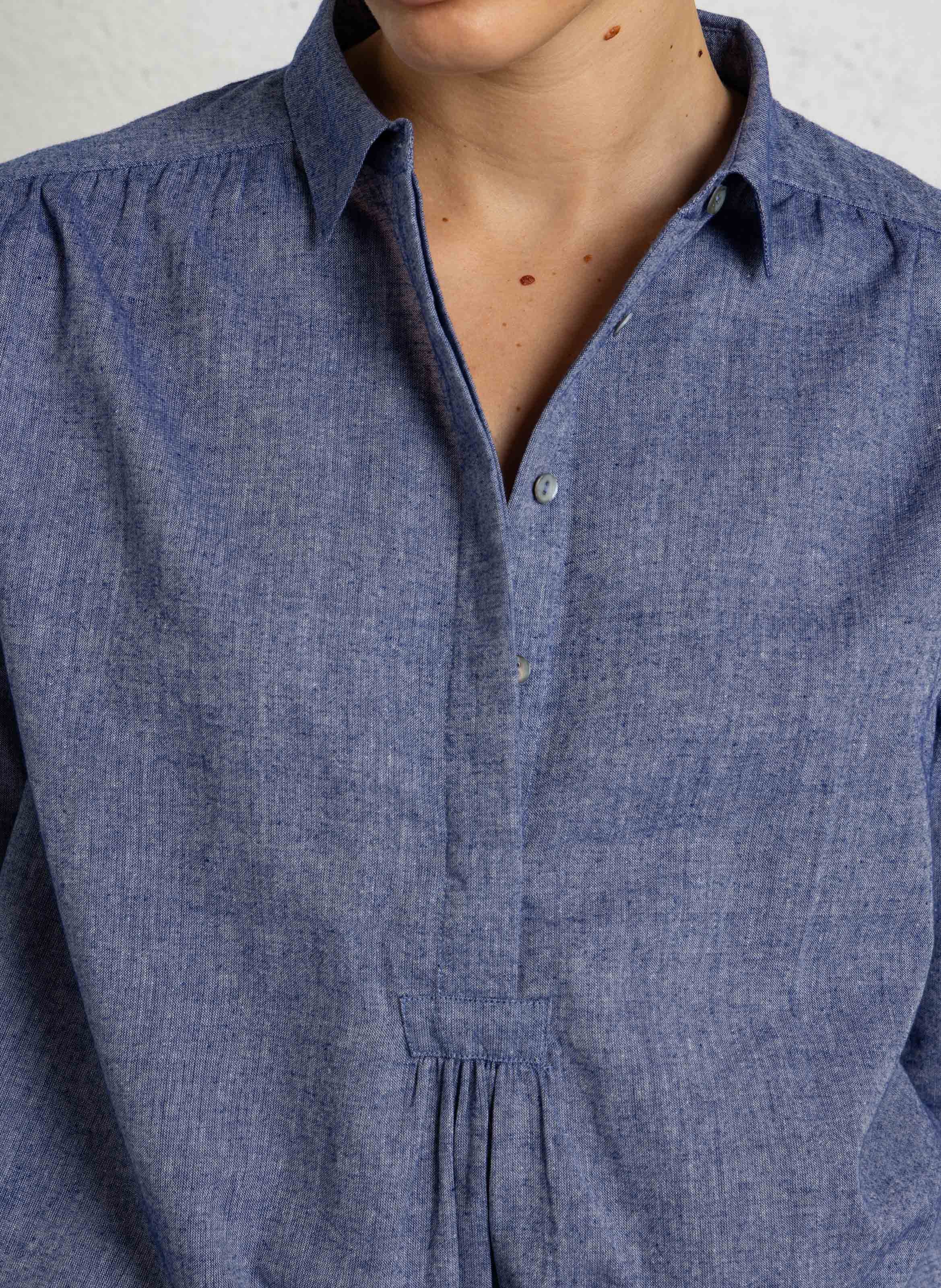 Baumwollbluse mit klassischem Kragen BELLA JONES Blau