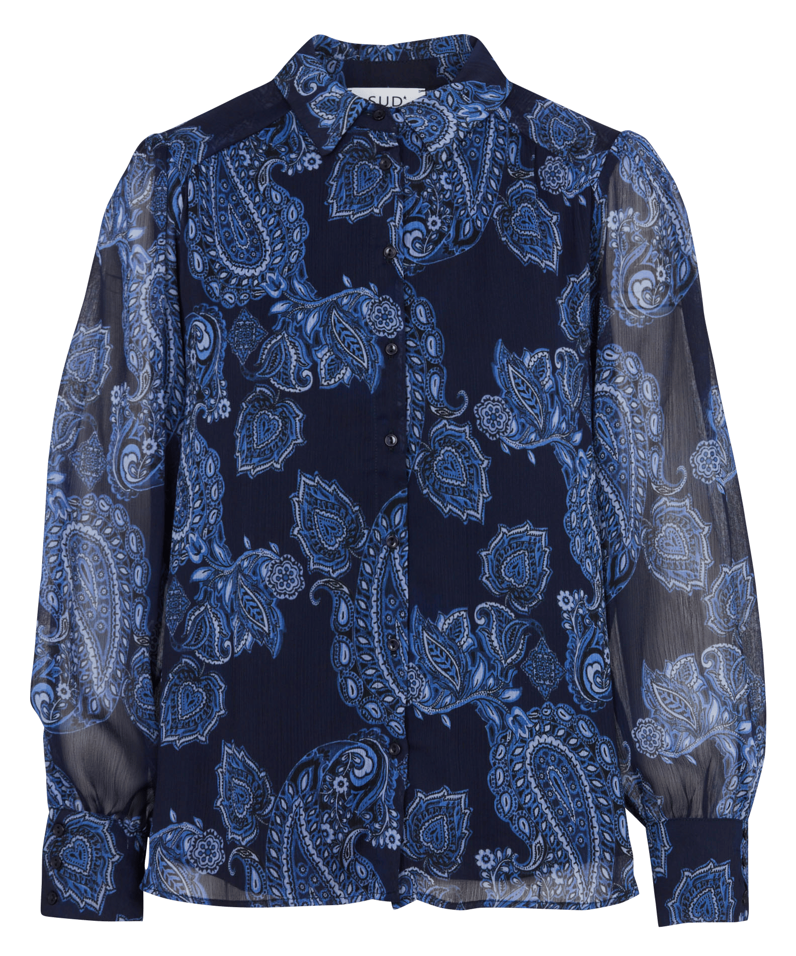 Gerade Bluse mit klassischem Kragen und floralem Muster SUD EXPRESS Blau