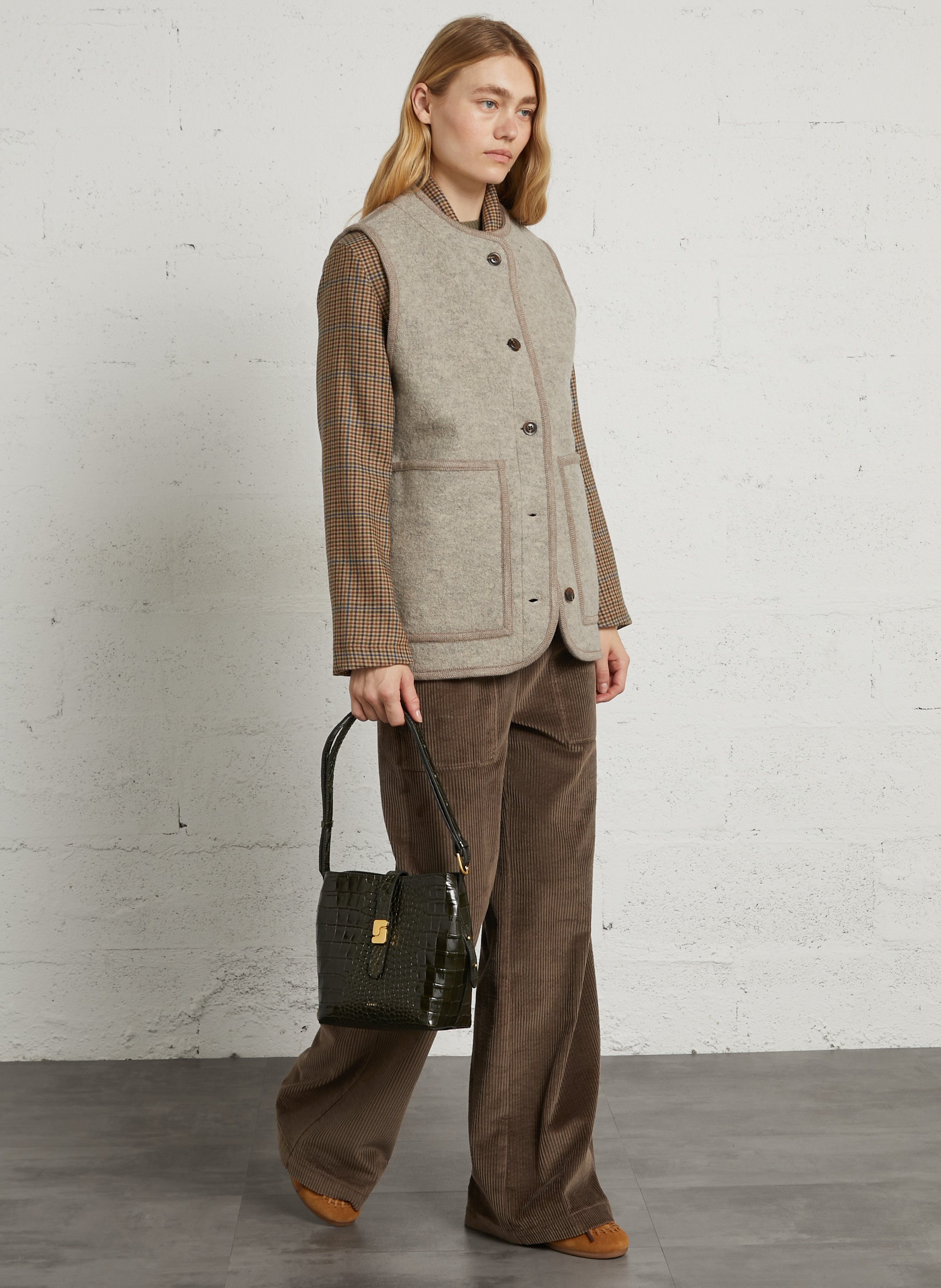 Round neck wool jacket SOEUR Beige