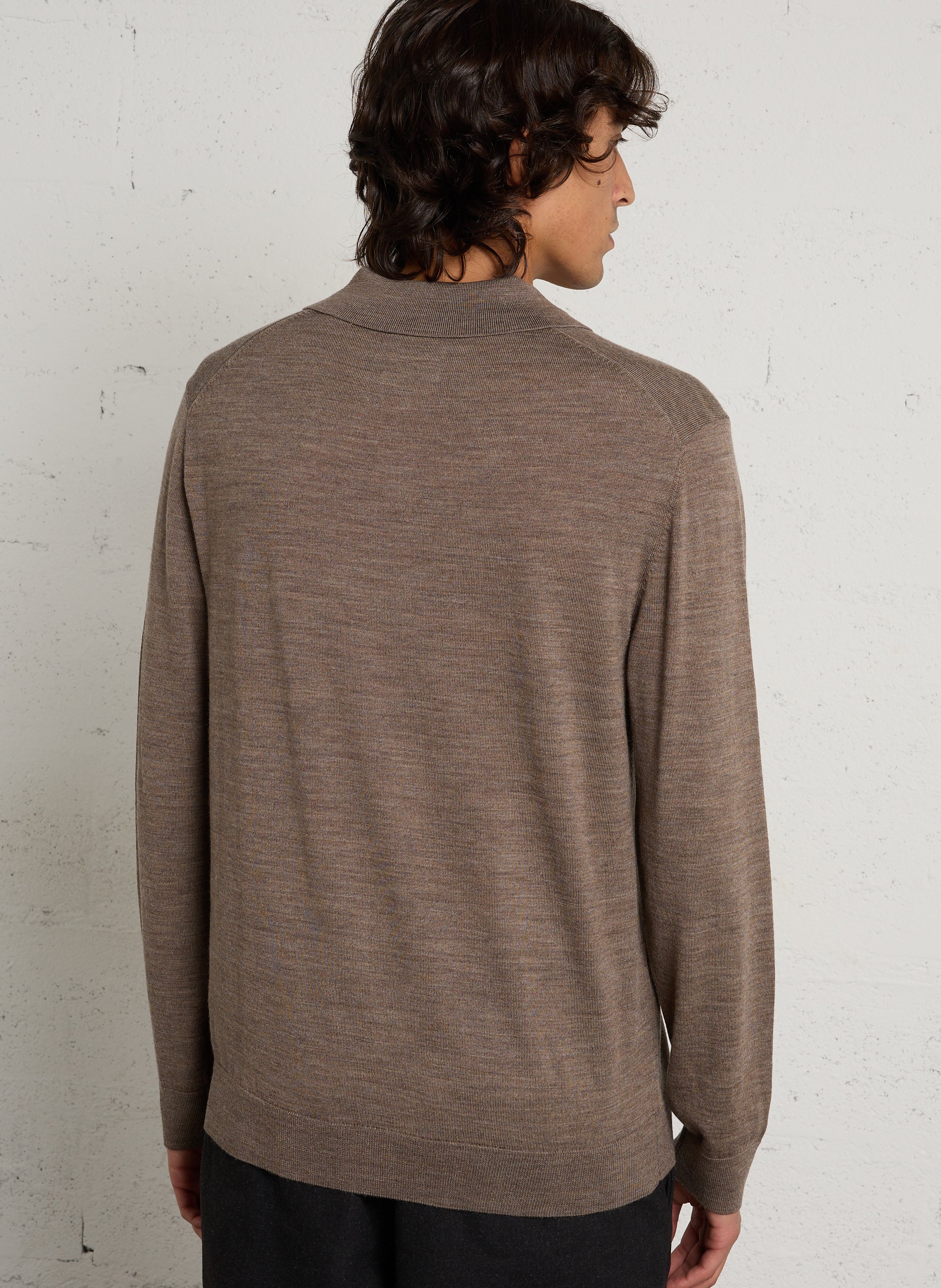 Polo manches longues droit en laine GANT Braun